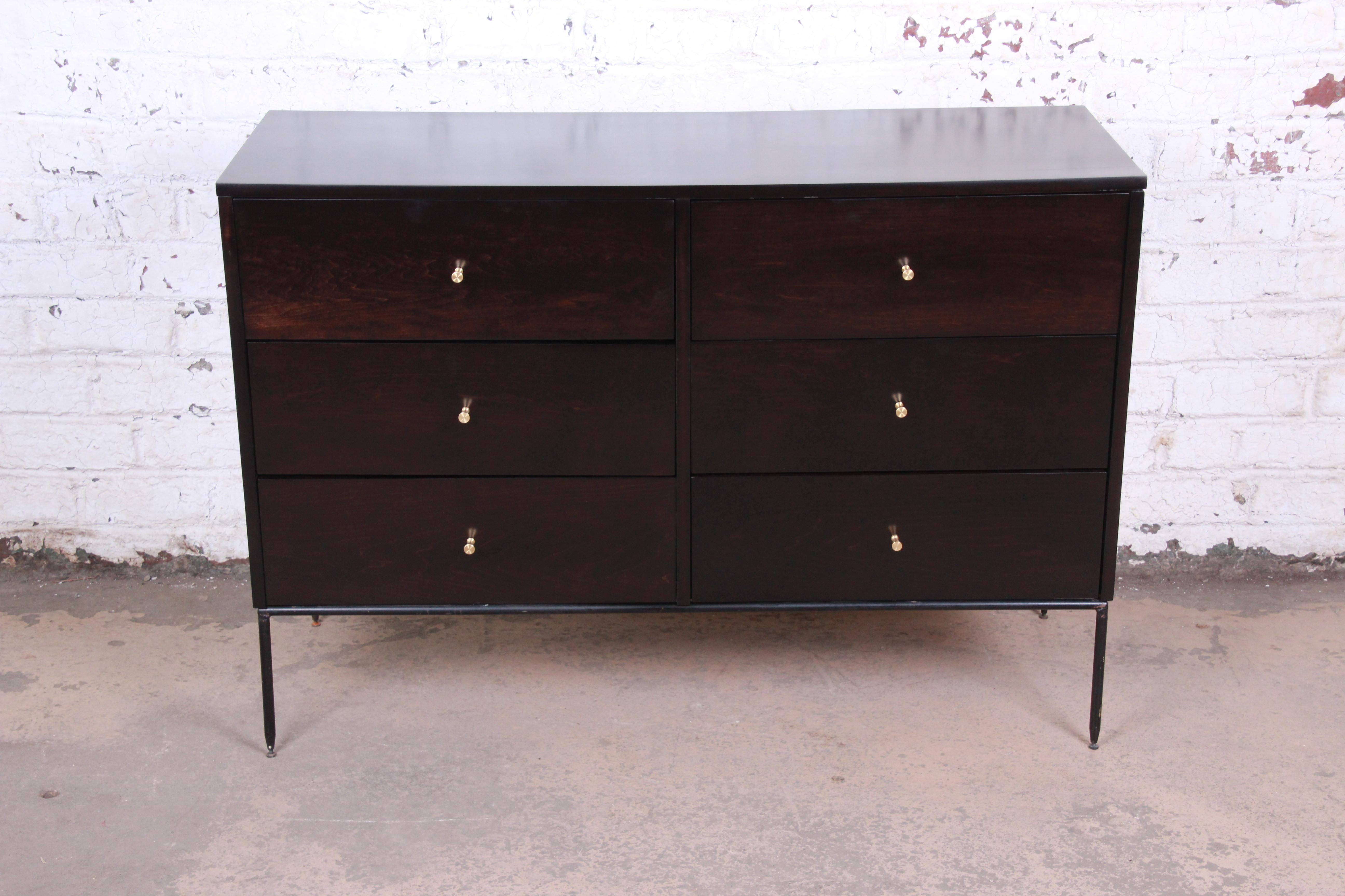 An exceptional Mid-Century Modern ebonized six-drawer double dresser or credenza

By Paul McCobb for Winchendon Furniture 