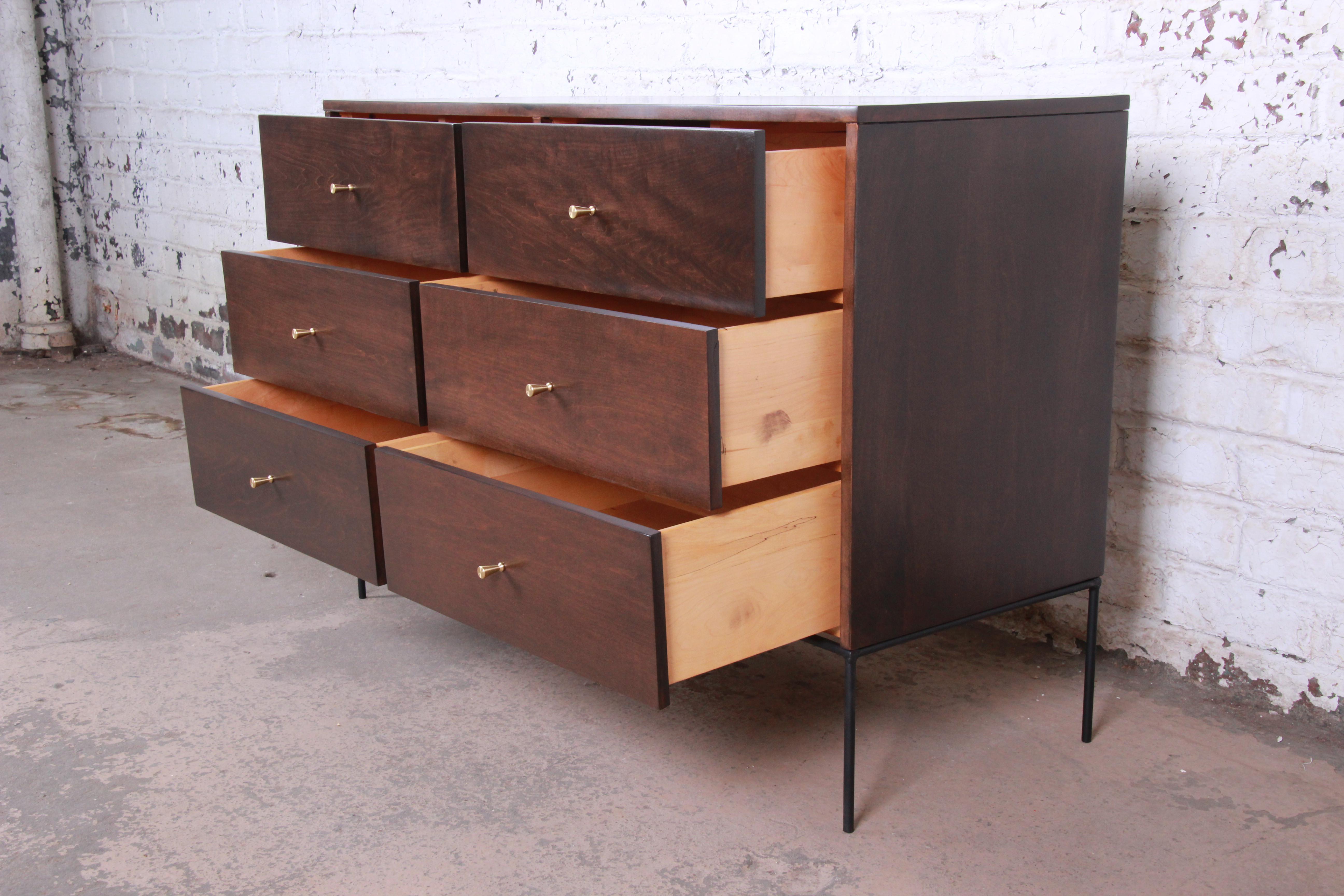 Mid-20th Century Paul McCobb Planner Group Iron Base Six-Drawer Dresser or Credenza