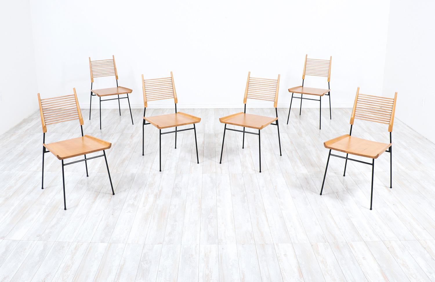 Chaises de salle à manger en fer et érable de Paul McCobb 