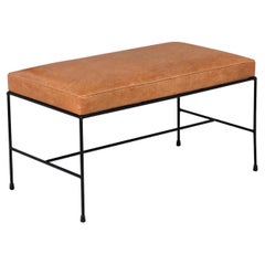 Paul McCobb "Planner Group" Leather & Iron Bench for Winchendon Furniture