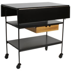 Paul McCobb Planner Group Maple and Iron Flip Top Bar Cart in Dark Ebony