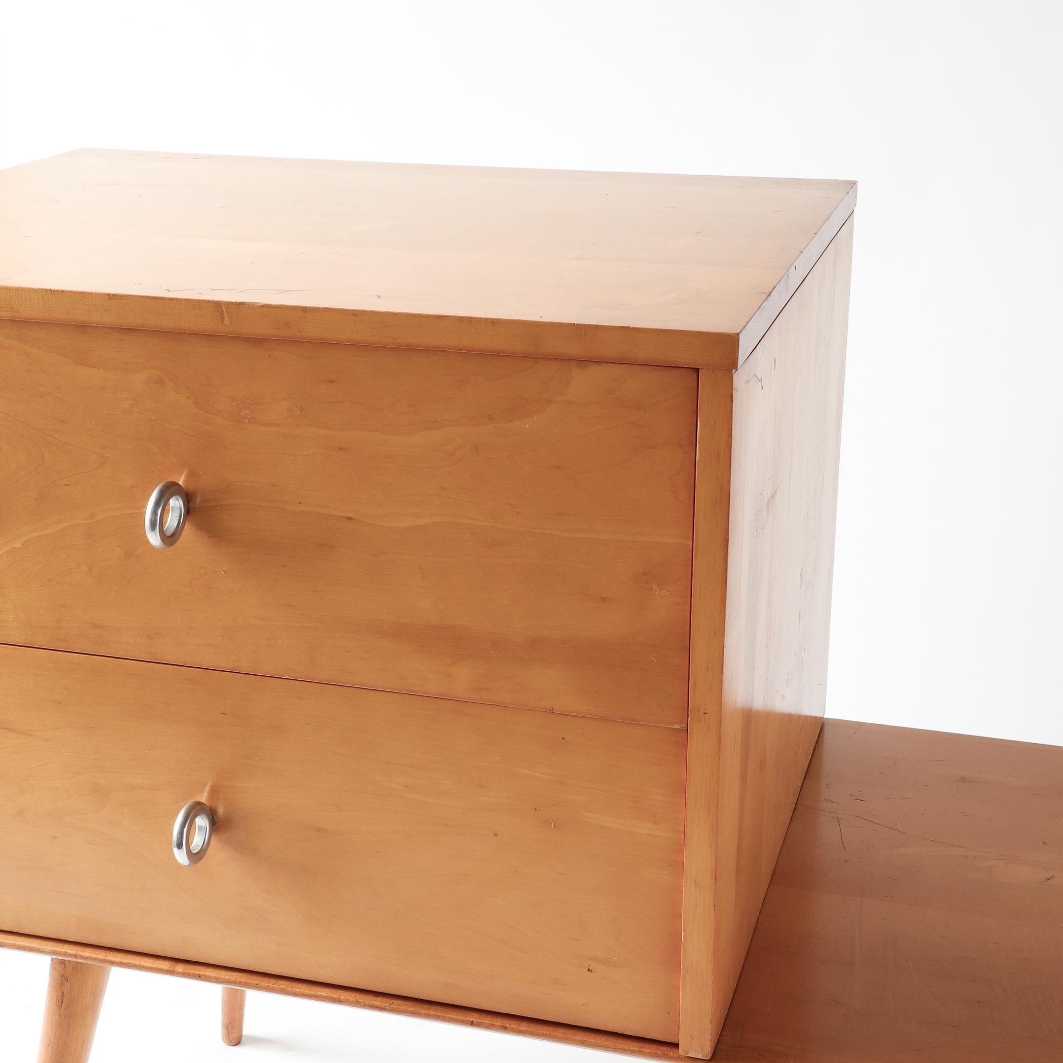 Mid-Century Modern Paul McCobb Planner Group Maple Two-Drawer Chest on Stand, 1950s For Sale