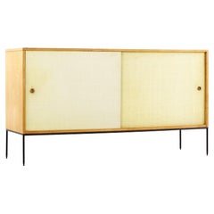 Paul McCobb Planner Group Mid Century 1514 Iron Base White Cloth Door Credenza