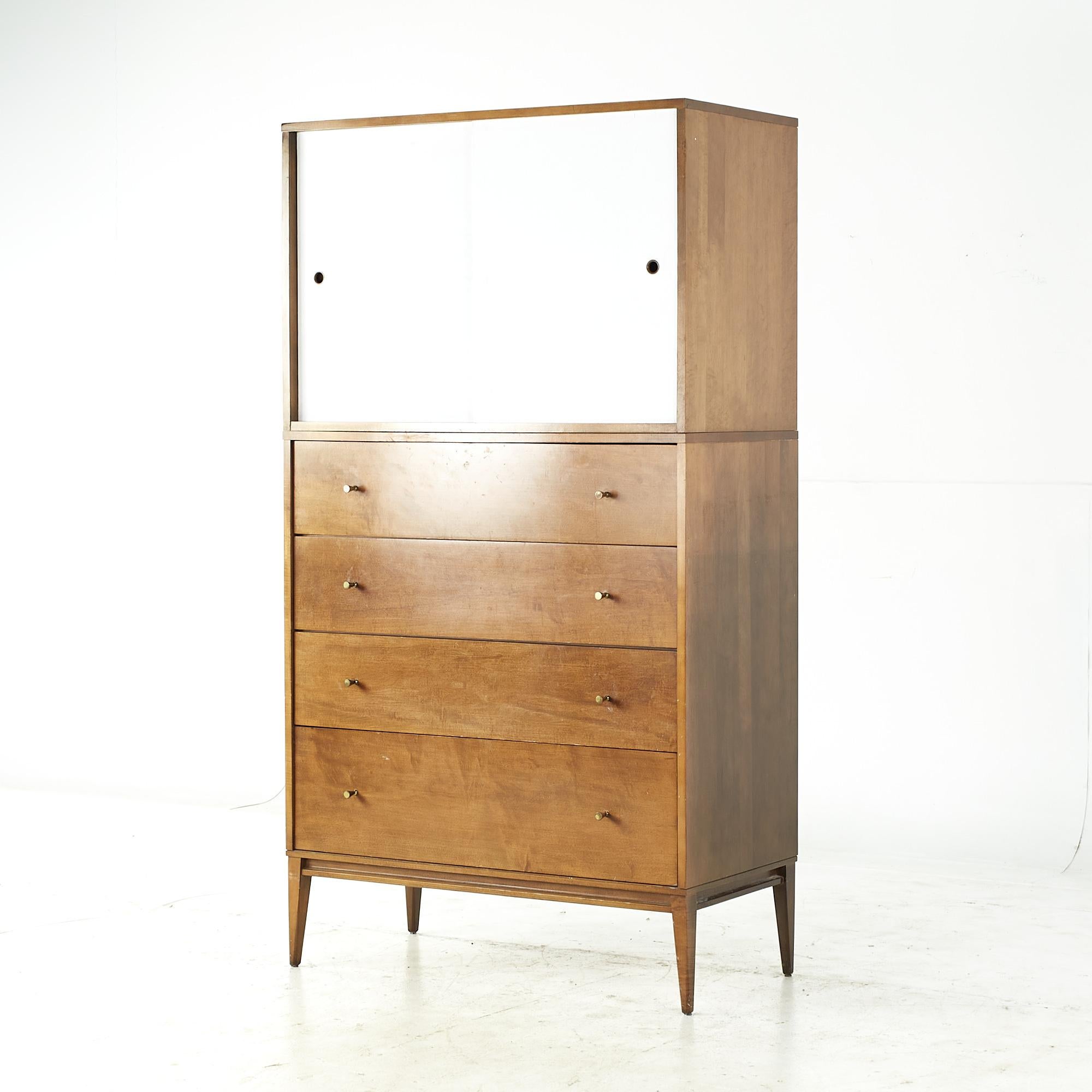 Mid-Century Modern Paul McCobb Planner Group Dresser Mid Century 4 tiroirs avec armoire à portes coulissantes en vente