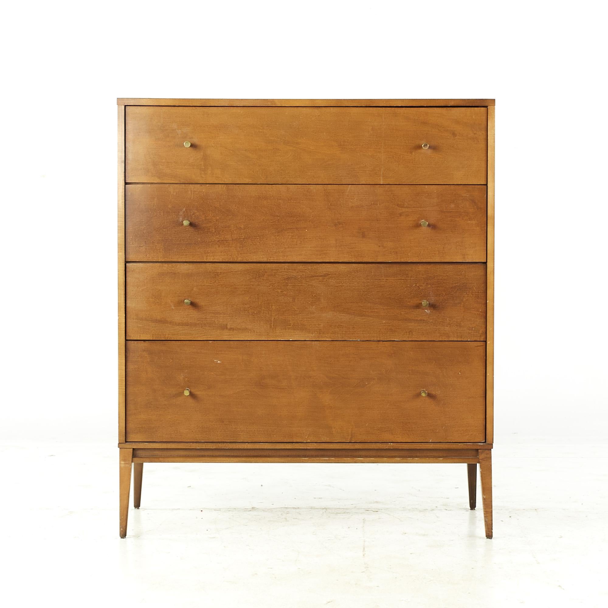 Laiton Paul McCobb Planner Group Dresser Mid Century 4 tiroirs avec armoire à portes coulissantes en vente