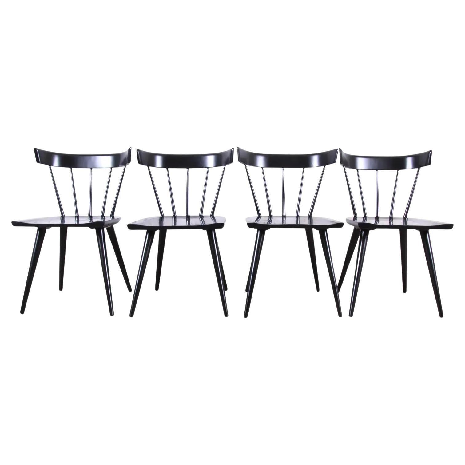 Paul McCobb Planner Group Mid-Century Black Spindle Back Dining Chairs, Set of 4