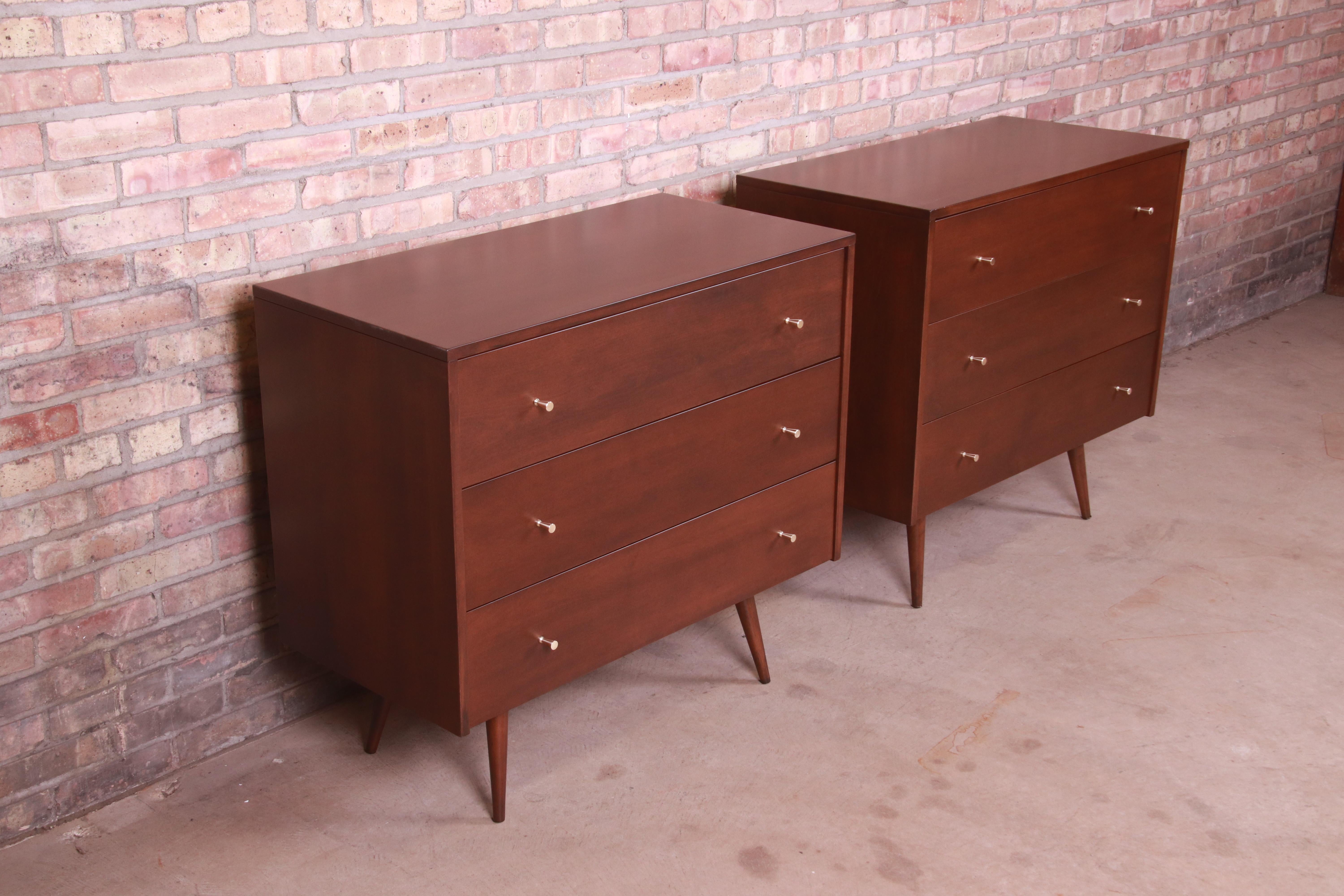 Brass Paul McCobb Planner Group Mid-Century Modern Bachelor Chests, Newly Refinished For Sale