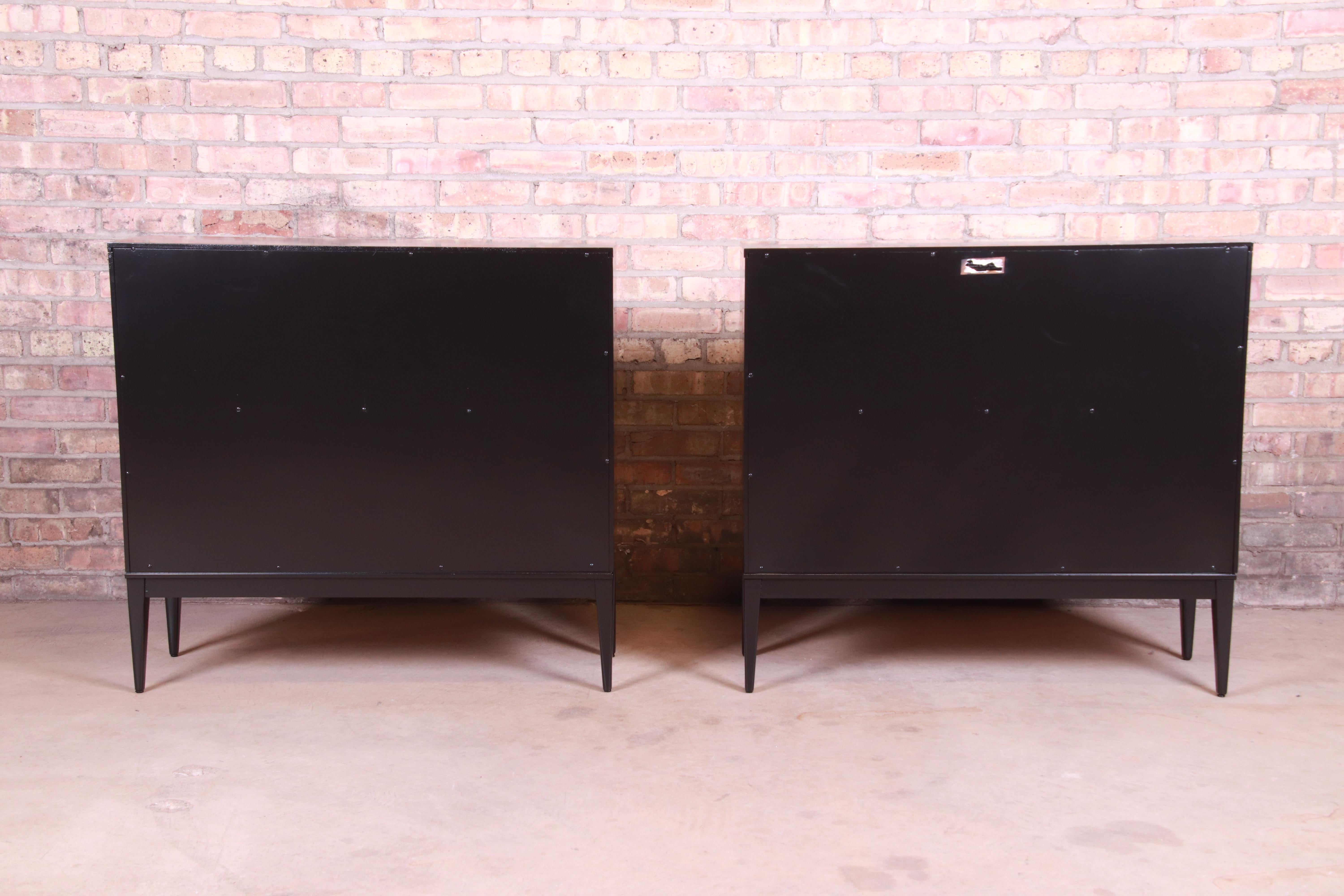 Paul McCobb Planner Group Mid-Century Modern Black Lacquered Bookcases, Pair 3
