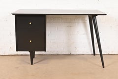 Paul McCobb Planner Group Mid-Century Modern Black Lacquered Desk, Refinished