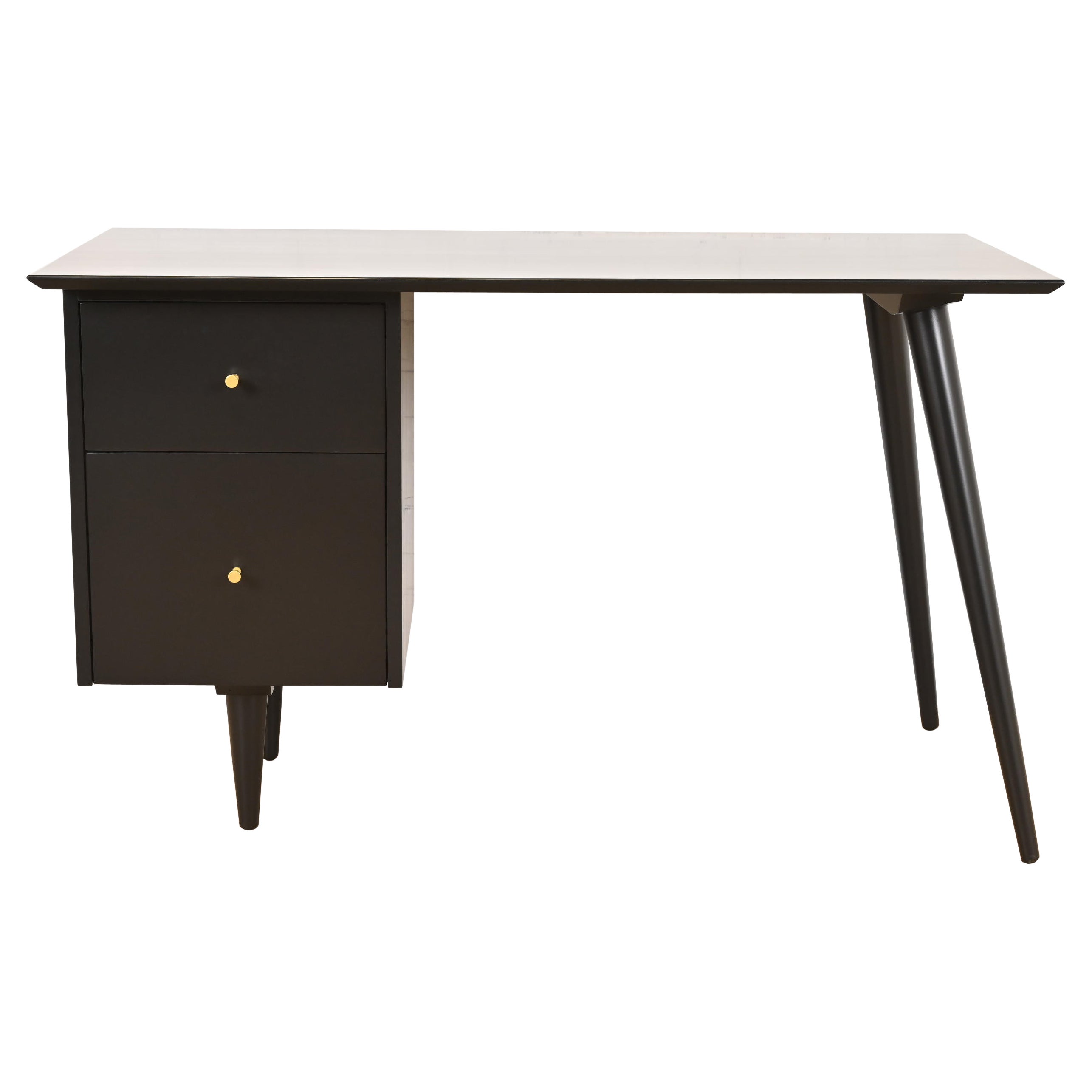 Paul McCobb Planner Group Mid-Century Modern Black Lacquered Desk, Refinished For Sale