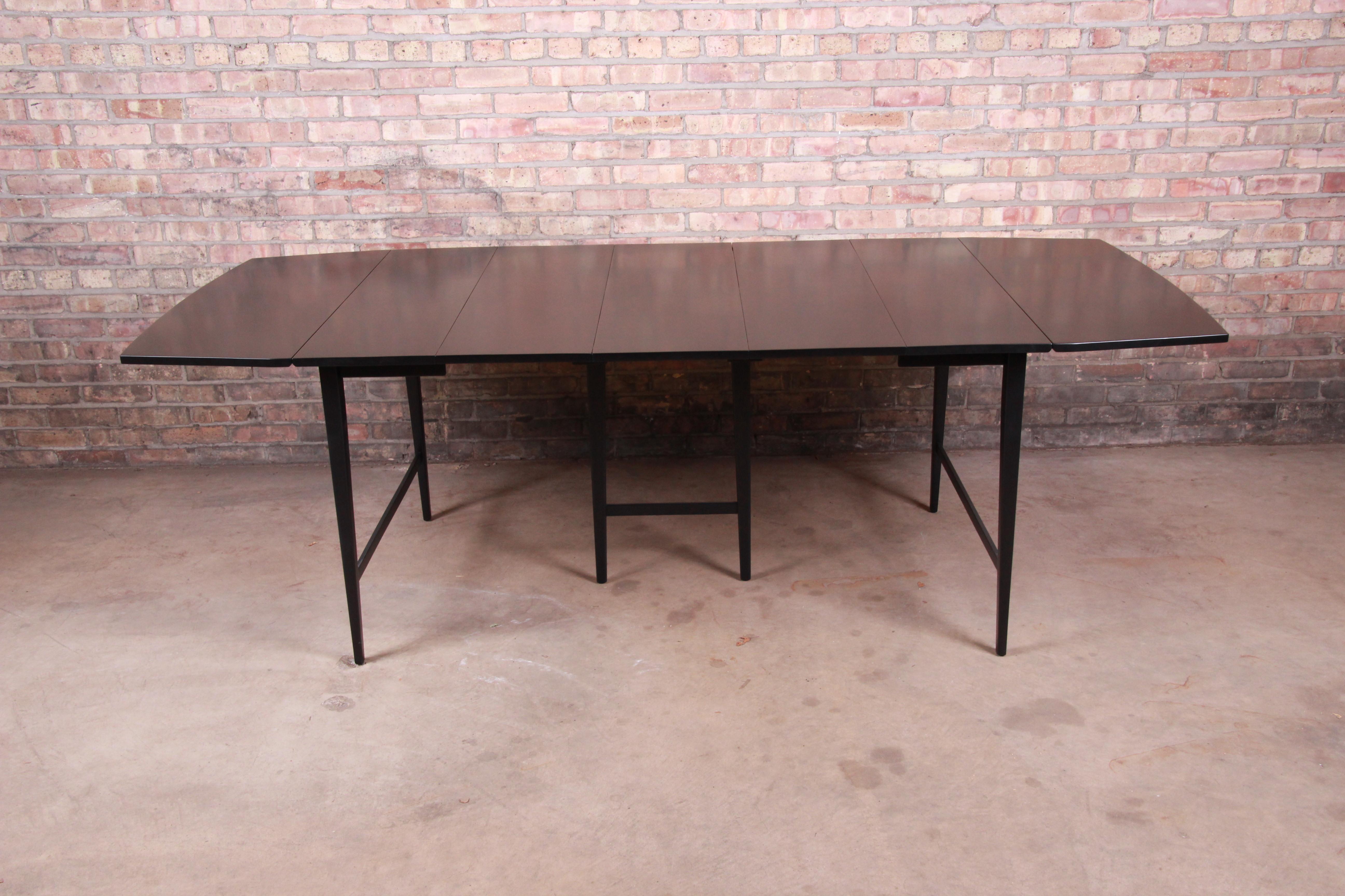 American Paul McCobb Planner Group Mid-Century Modern Black Lacquered Dining Table, 1950s For Sale