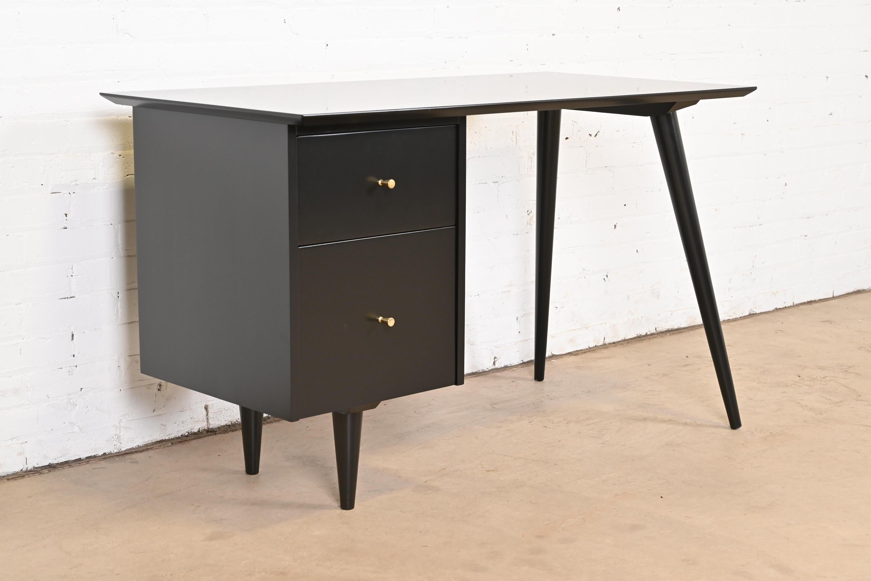 Brass Paul McCobb Planner Group Mid-Century Modern Black Lacquered Writing Desk