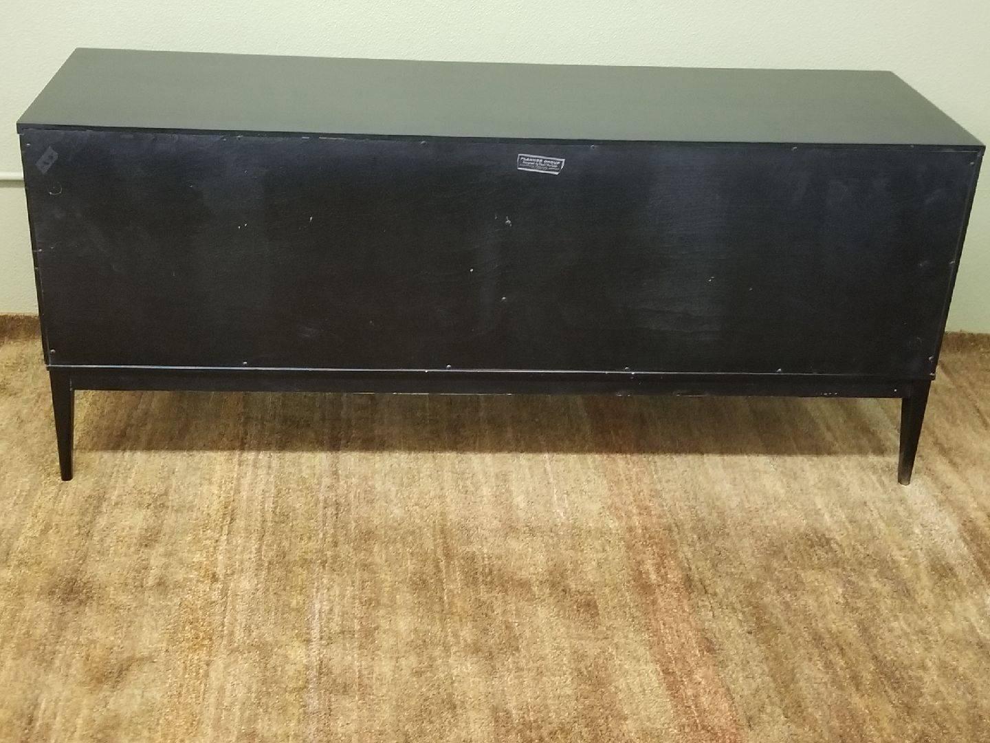 Paul McCobb Planner Group Mid-Century Modern Ebonized Credenza or Grass Cloth In Excellent Condition In San Diego, CA