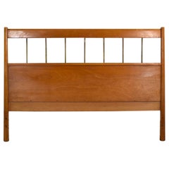 Vintage Paul McCobb Planner Group Mid-Century Modern Full-Size Headboard Brass and Birch