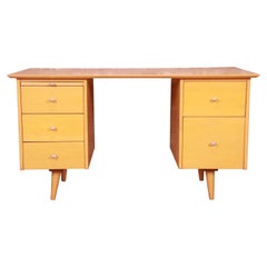 Paul McCobb Planner Group Mid-Century Modern Maple Double Pedestal Desk, 1950s