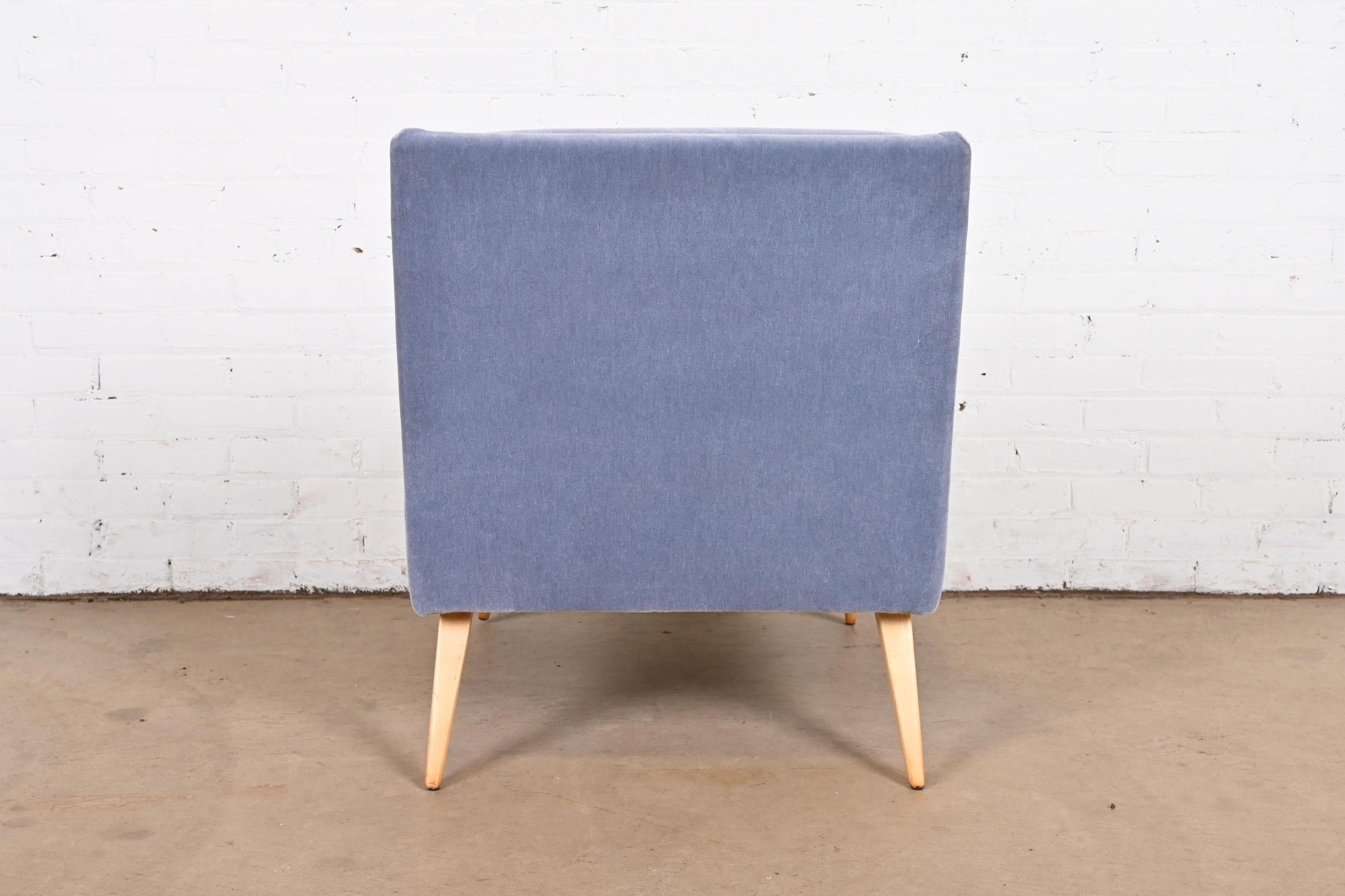Paul McCobb Planner Group Mid-Century Modern Slipper Chair in Mohair Velvet 6