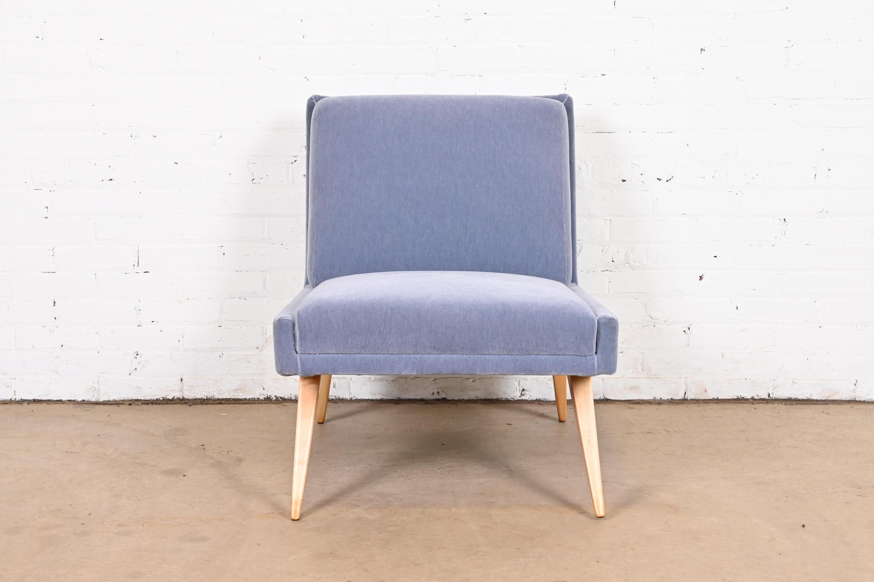 American Paul McCobb Planner Group Mid-Century Modern Slipper Chair in Mohair Velvet