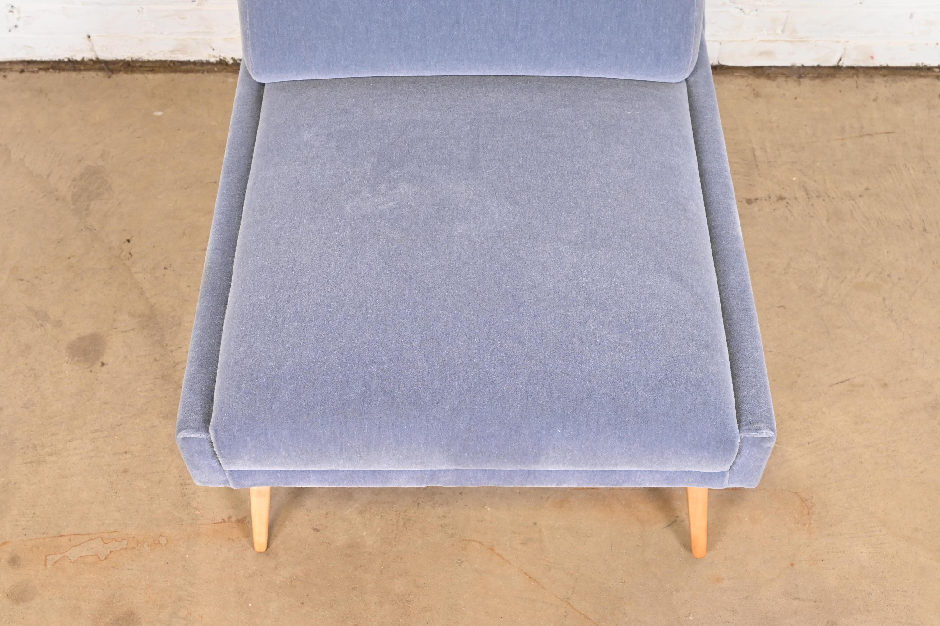 Paul McCobb Planner Group Mid-Century Modern Slipper Chair in Mohair Velvet 2