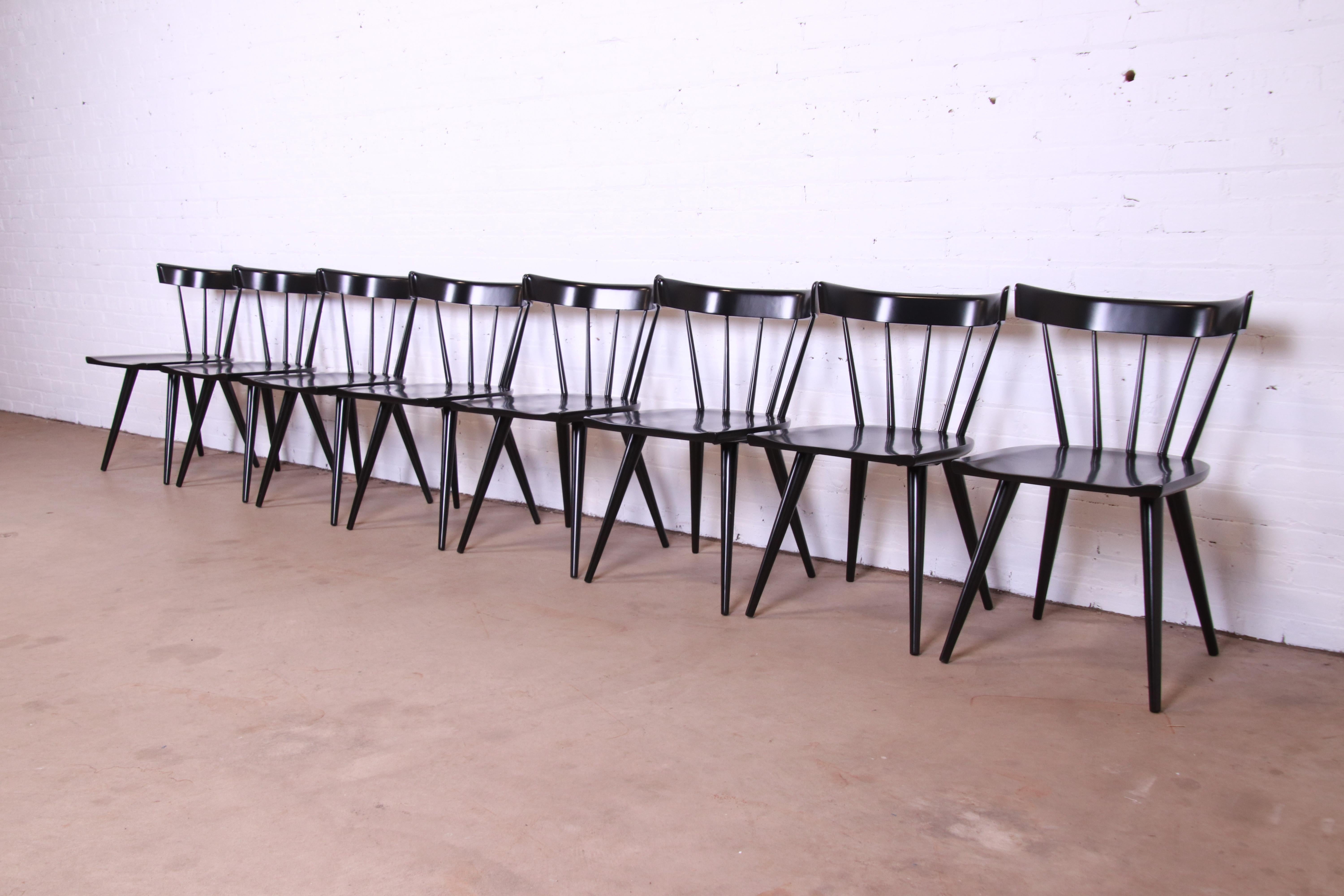 Mid-Century Modern Paul McCobb Planner Group Chaises de salle à manger à dossier en fuseau, Modernes du milieu du siècle, Huit en vente