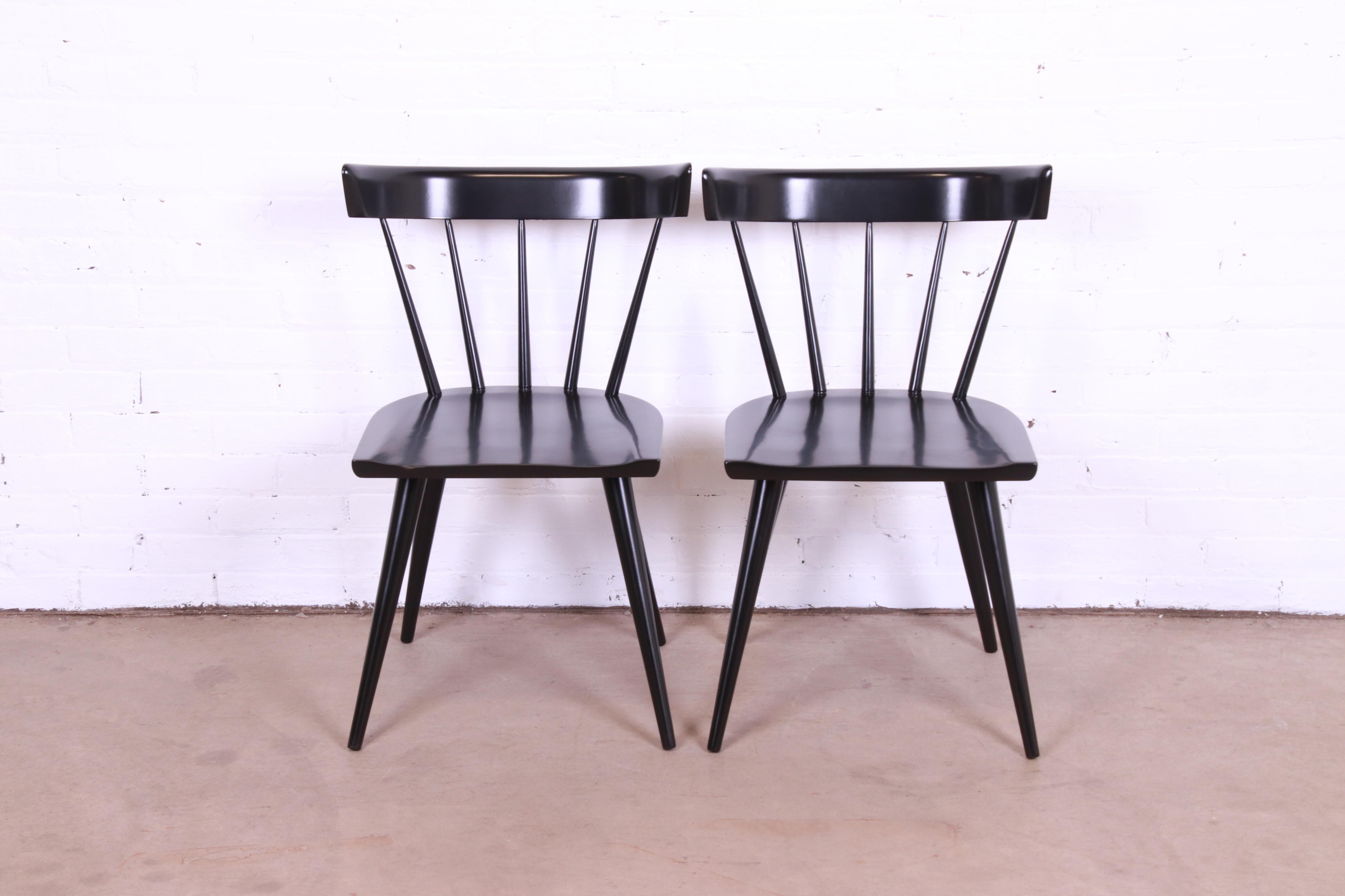 Scandinavian Modern Paul McCobb Planner Group Mid-Century Modern Spindle Back Dining Chairs, Pair