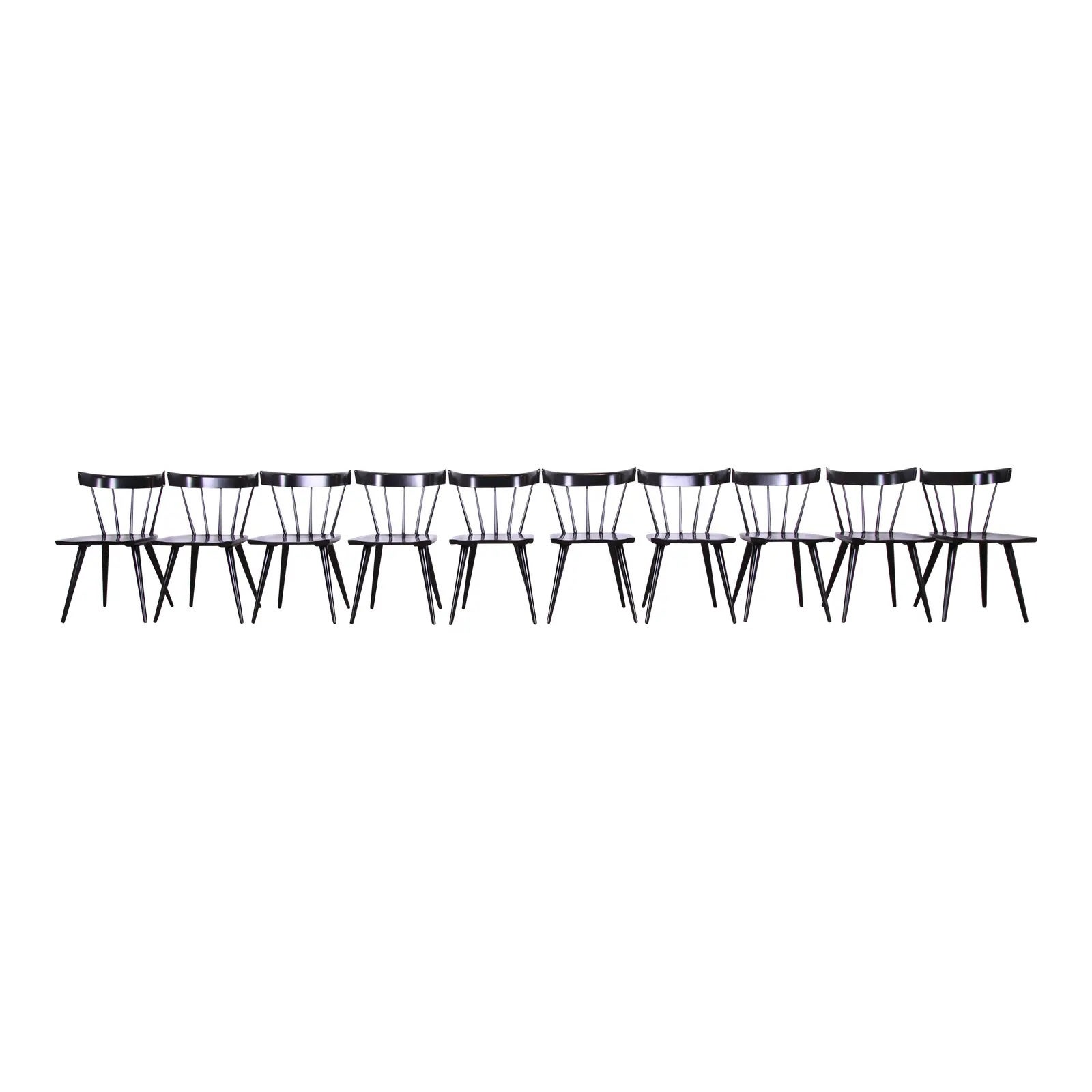 Paul McCobb Planner Group Mid-Century Modern Spindle Back Dining Chairs, Ten