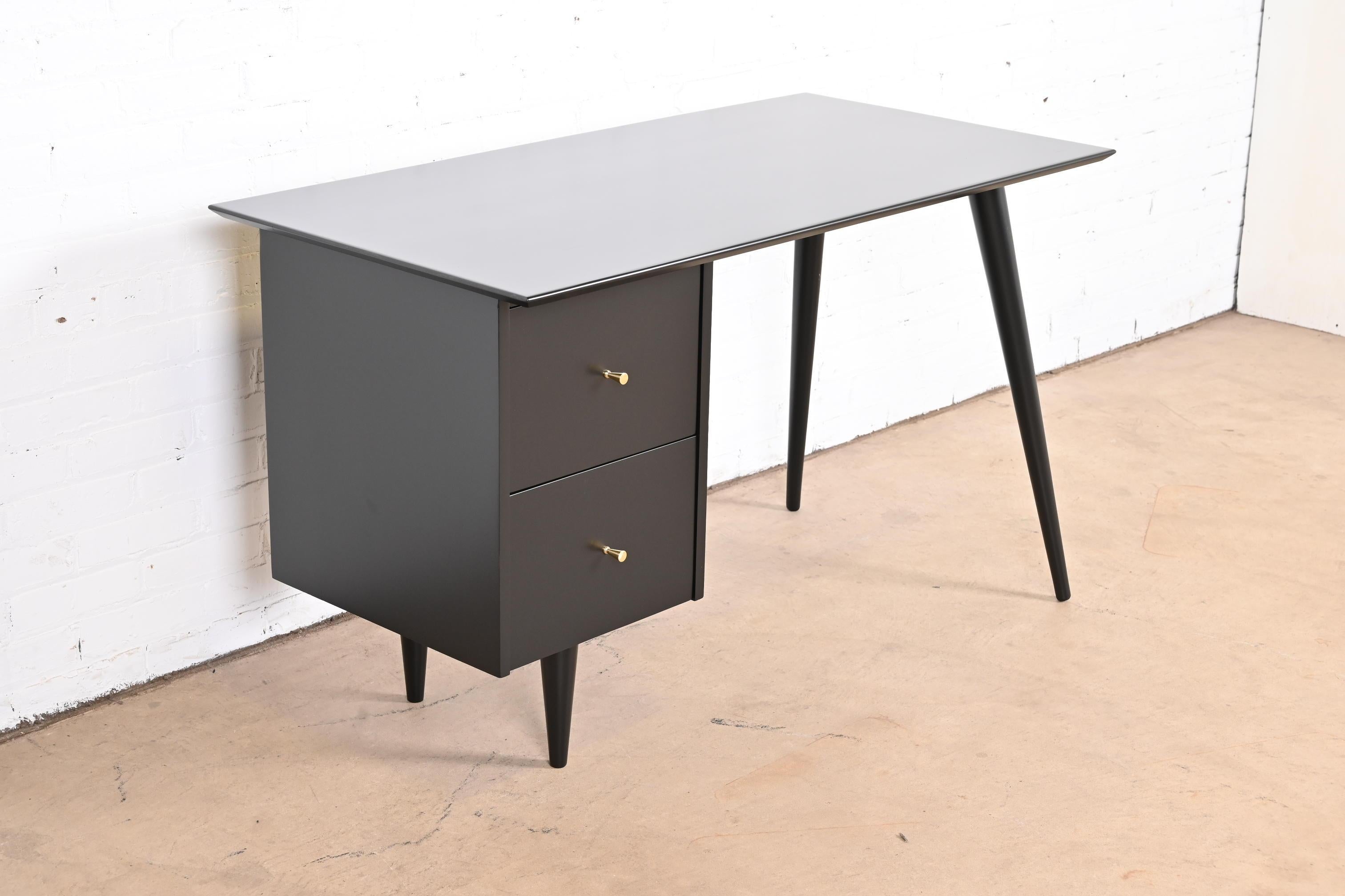 Brass Paul McCobb Planner Group Mid-Century Modern Writing Desk, Newly Refinished For Sale