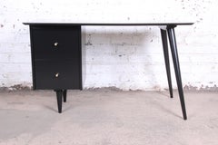 Paul McCobb Planner Group Midcentury Black Lacquered Writing Desk, Restored