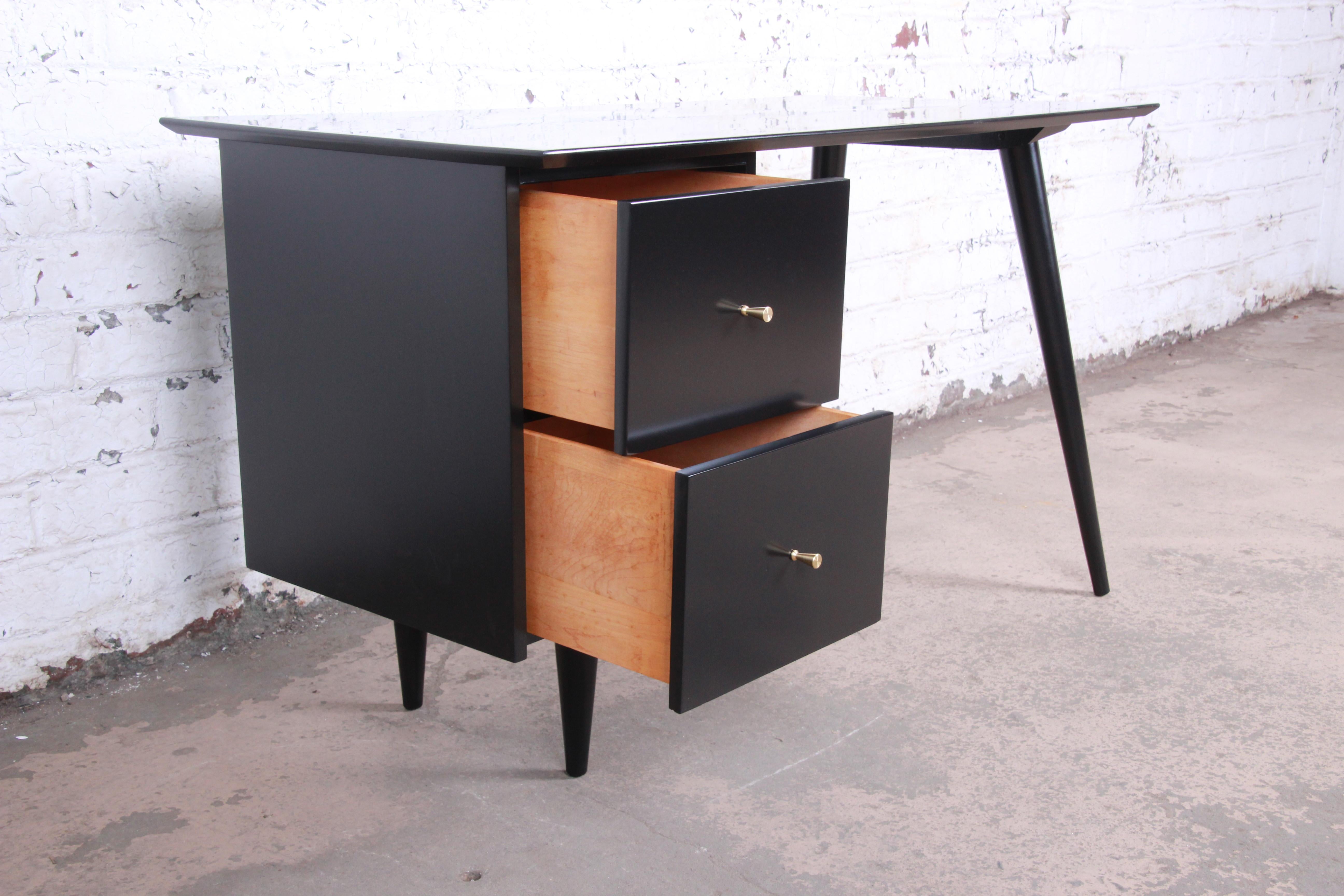 Mid-20th Century Paul McCobb Planner Group Midcentury Black Lacquered Writing Desk, Restored