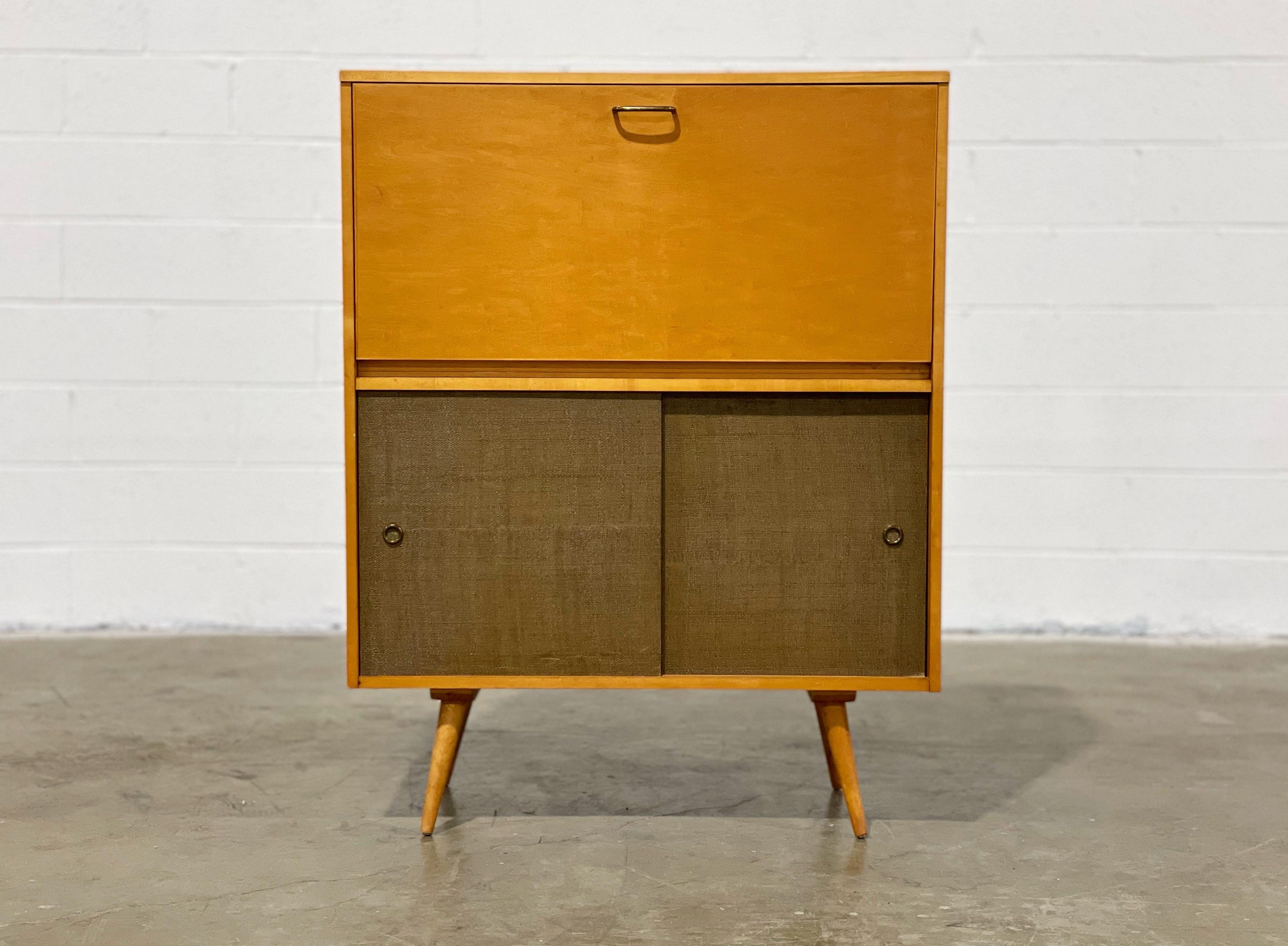 Paul McCobb Planner Group Midcentury Modern Secretary Desk with Grasscloth Doors 6