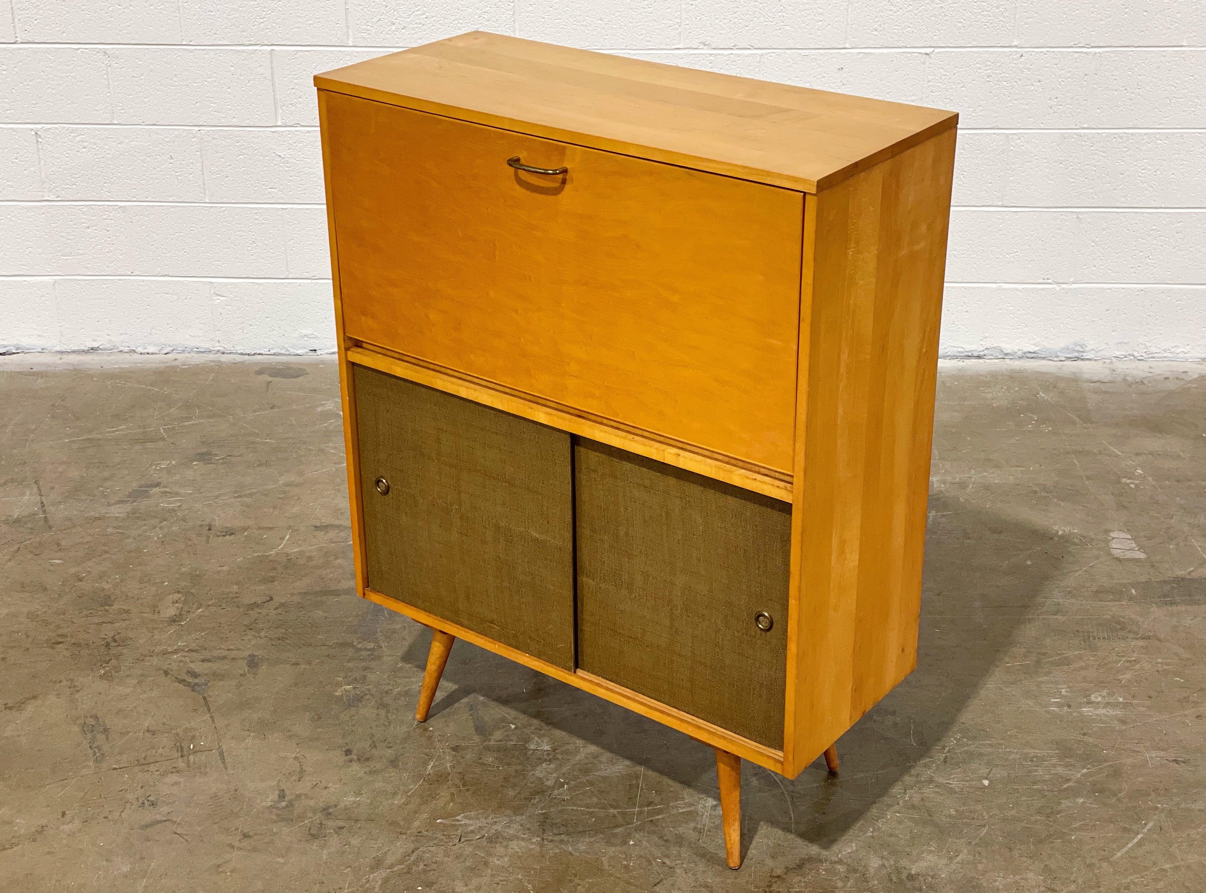 Paul McCobb Planner Group Midcentury Modern Secretary Desk with Grasscloth Doors 9