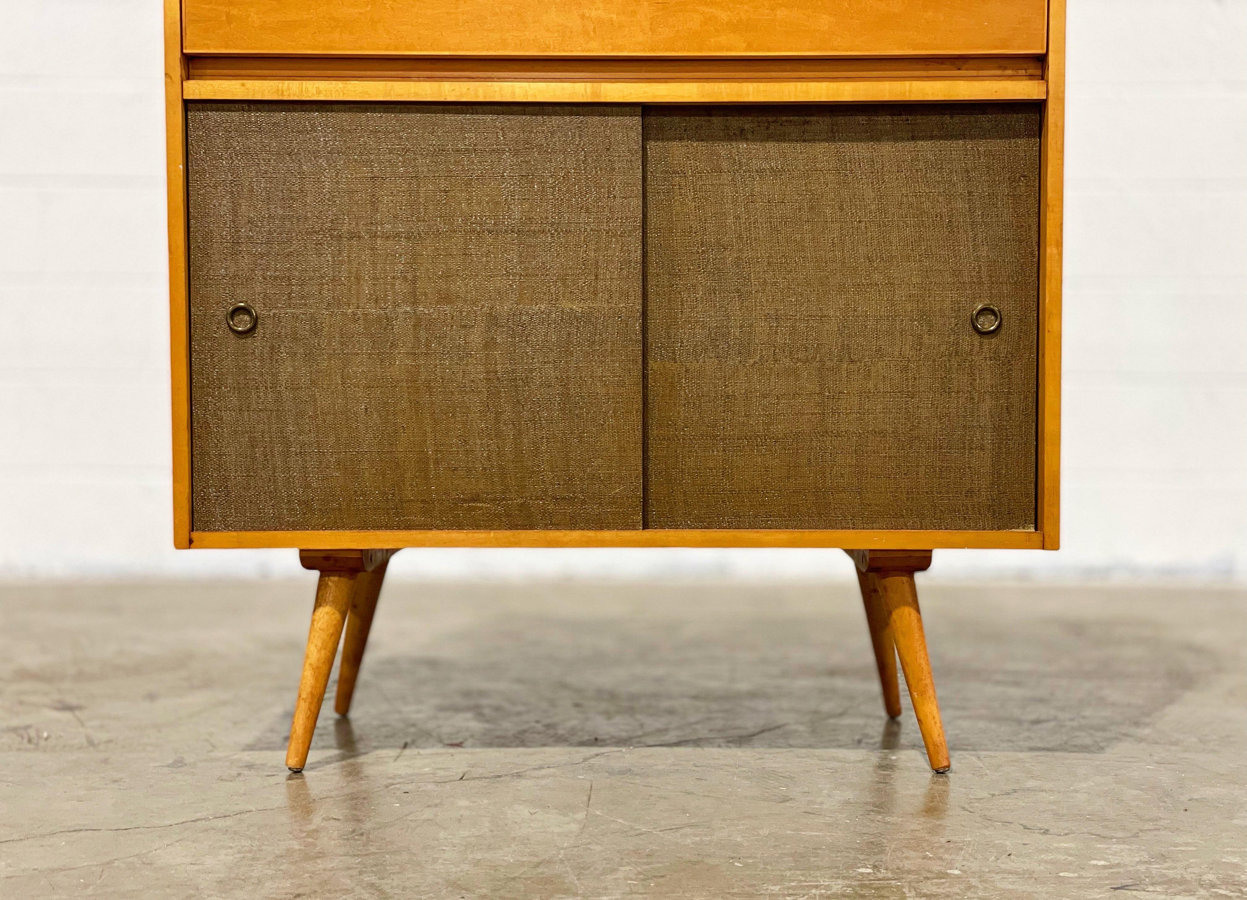 Paul McCobb Planner Group Midcentury Modern Secretary Desk with Grasscloth Doors 1