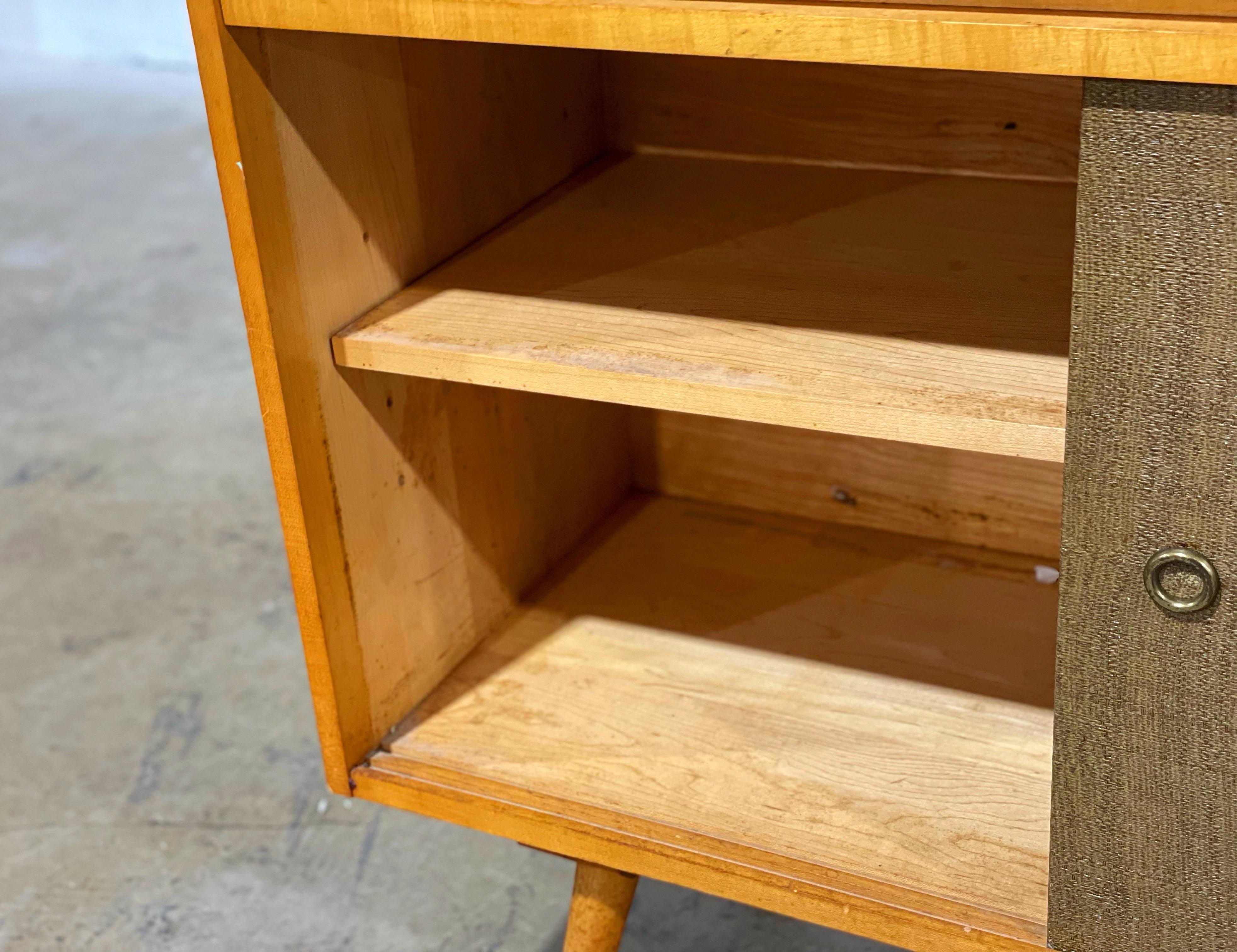Paul McCobb Planner Group Midcentury Modern Secretary Desk with Grasscloth Doors 2