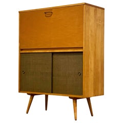 Paul McCobb Planner Group Midcentury Modern Secretary Desk with Grasscloth Doors
