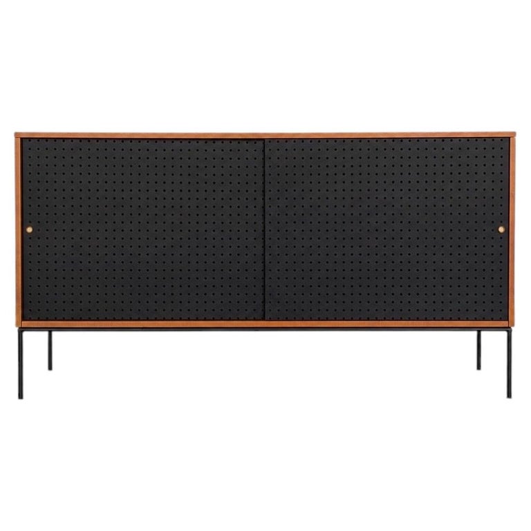 Paul McCobb Planner Group - Model 1514 Iron Base Credenza - Black Sliding Doors