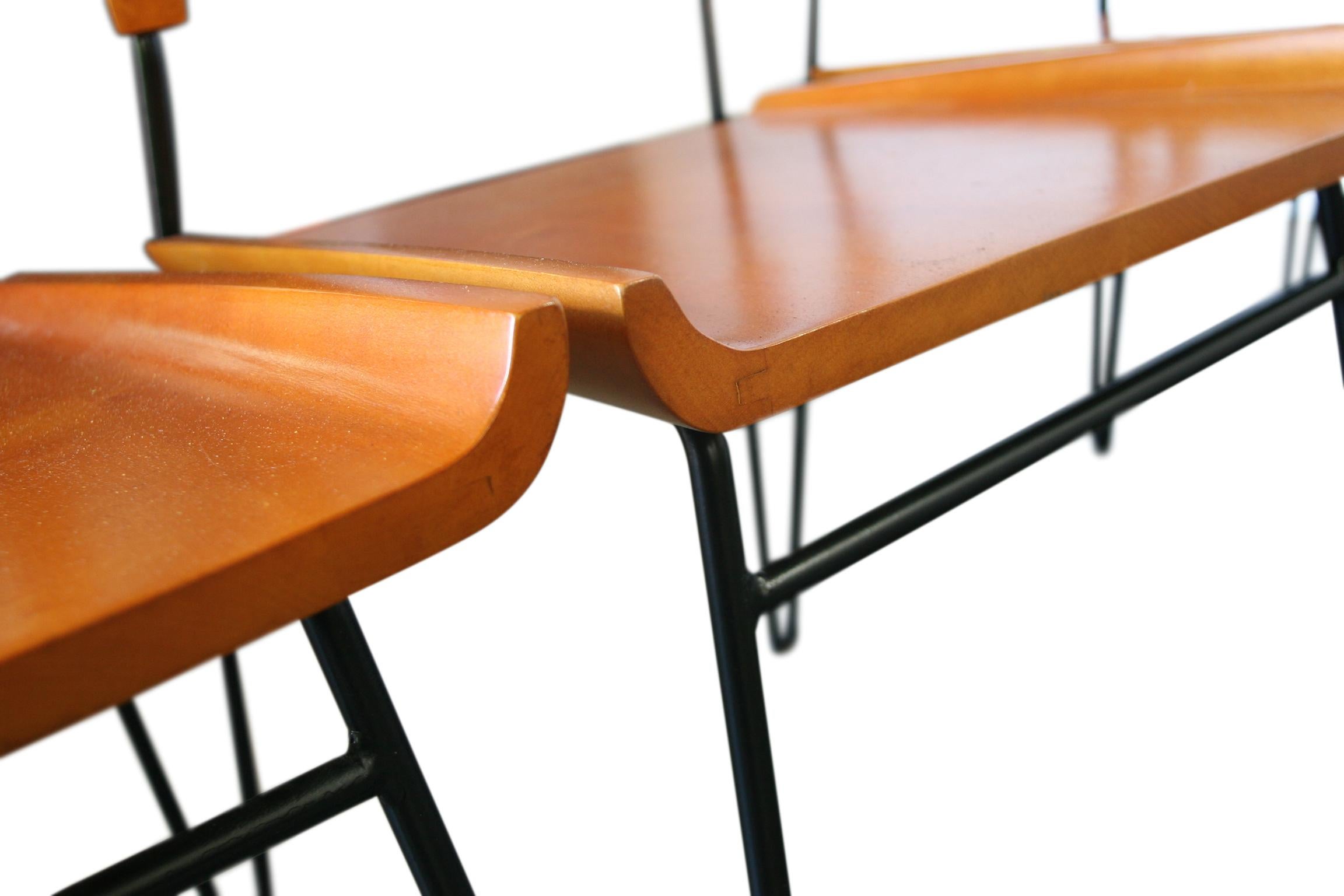 20th Century Paul McCobb Planner Group Shovel Chairs #1533 Maple Iron Set of 4