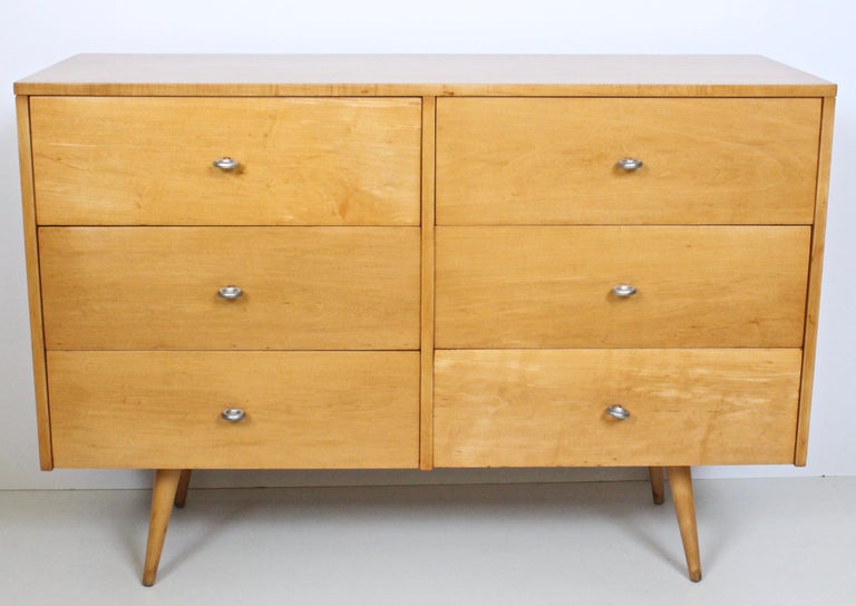 Paul McCobb Planner Group Six Drawer Maple Dresser, 1950's at 1stDibs