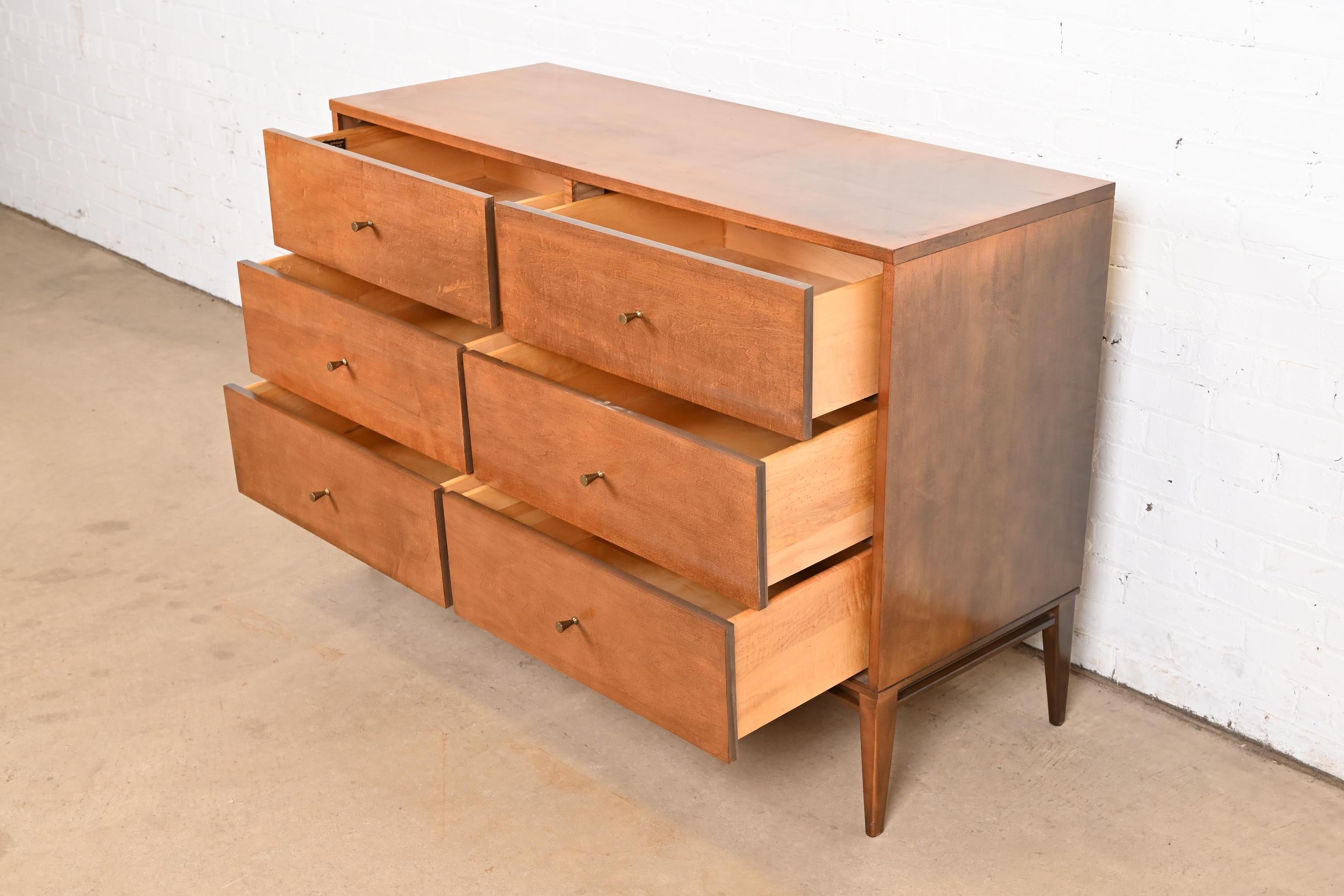 Brass Paul McCobb Planner Group Solid Birch Dresser or Chest of Drawers, 1950s For Sale