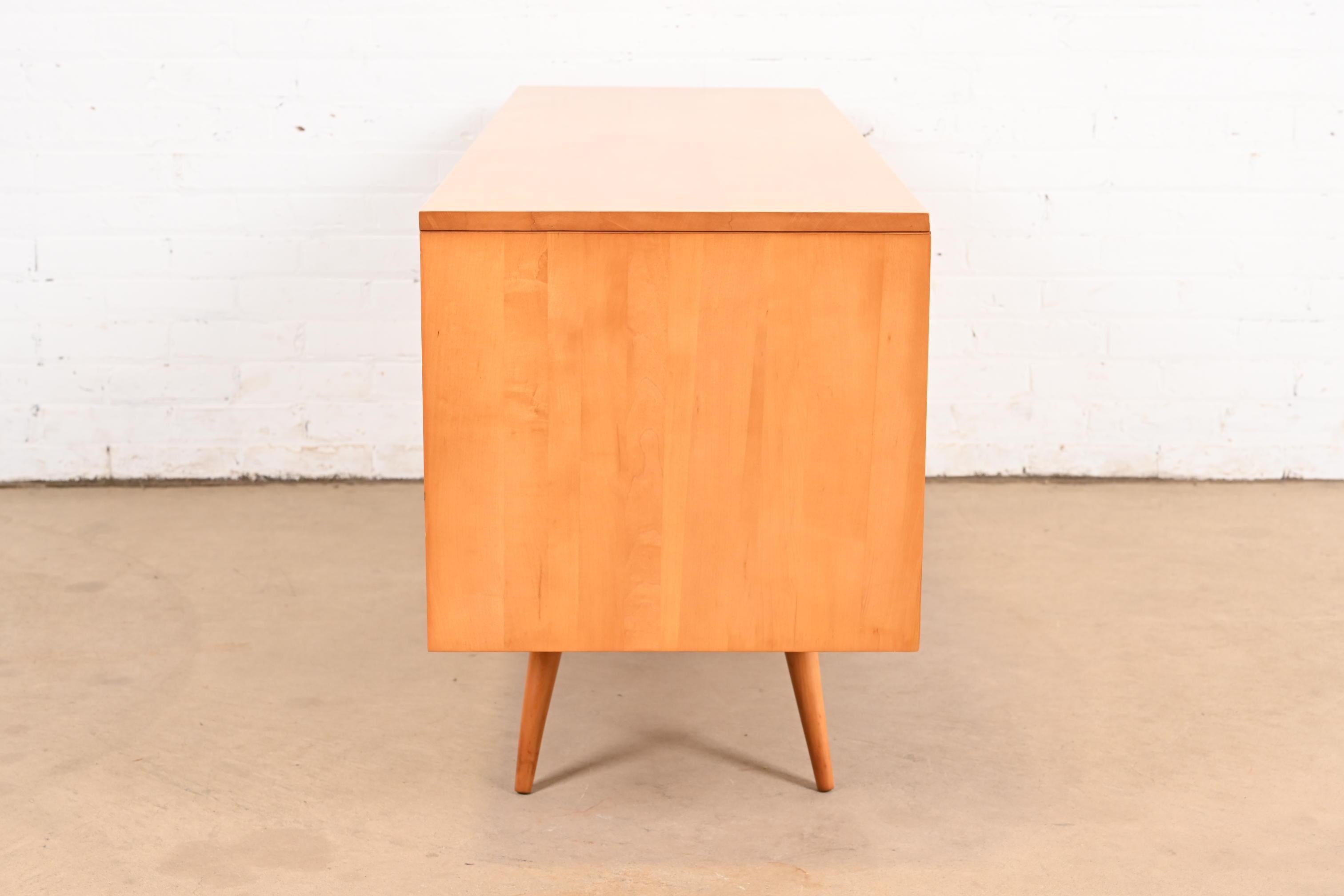 Paul McCobb Planner Group Solid Birch Sliding Door Credenza or Record Cabinet 4