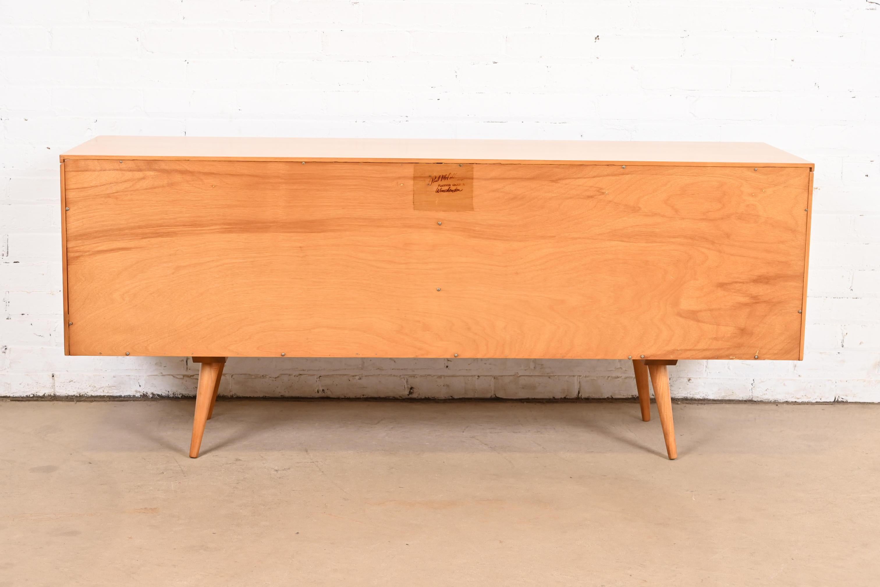 Paul McCobb Planner Group Solid Birch Sliding Door Credenza or Record Cabinet 5