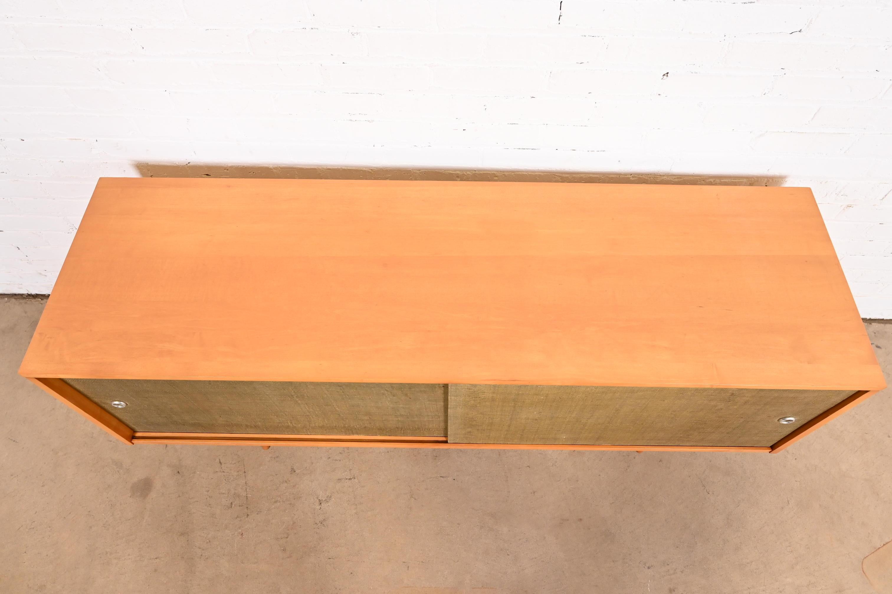 Paul McCobb Planner Group Solid Birch Sliding Door Credenza or Record Cabinet 3
