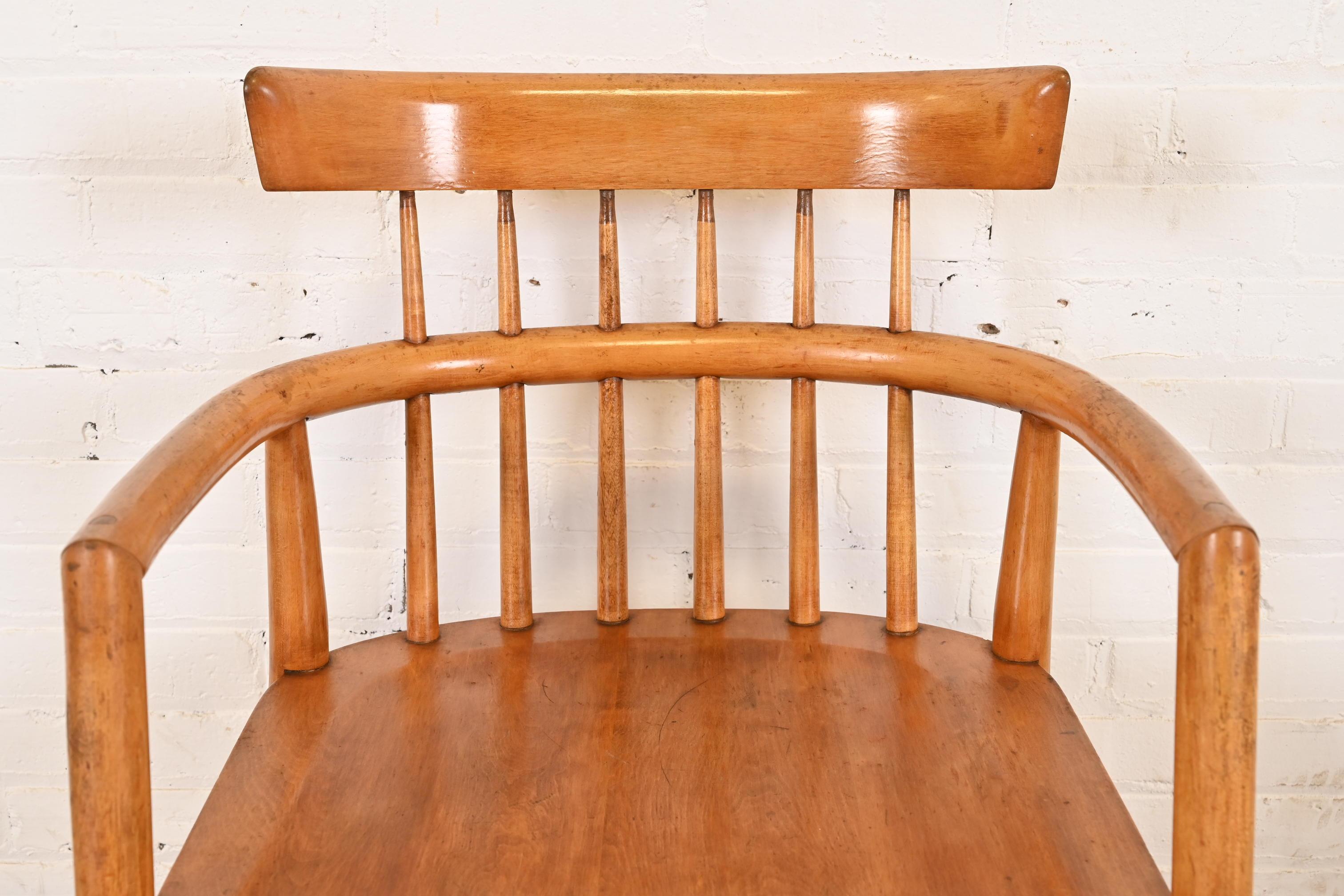 Paul McCobb Planner Group Solid Maple Spindle Back Armchairs, Pair For Sale 2