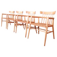 Paul McCobb Planner Group Solid Maple Spindle Back Armchairs, Set of Four