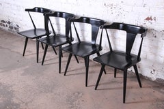 Paul McCobb Planner Group T-Back Black Lacquered Maple Dining Chairs, Set of 4