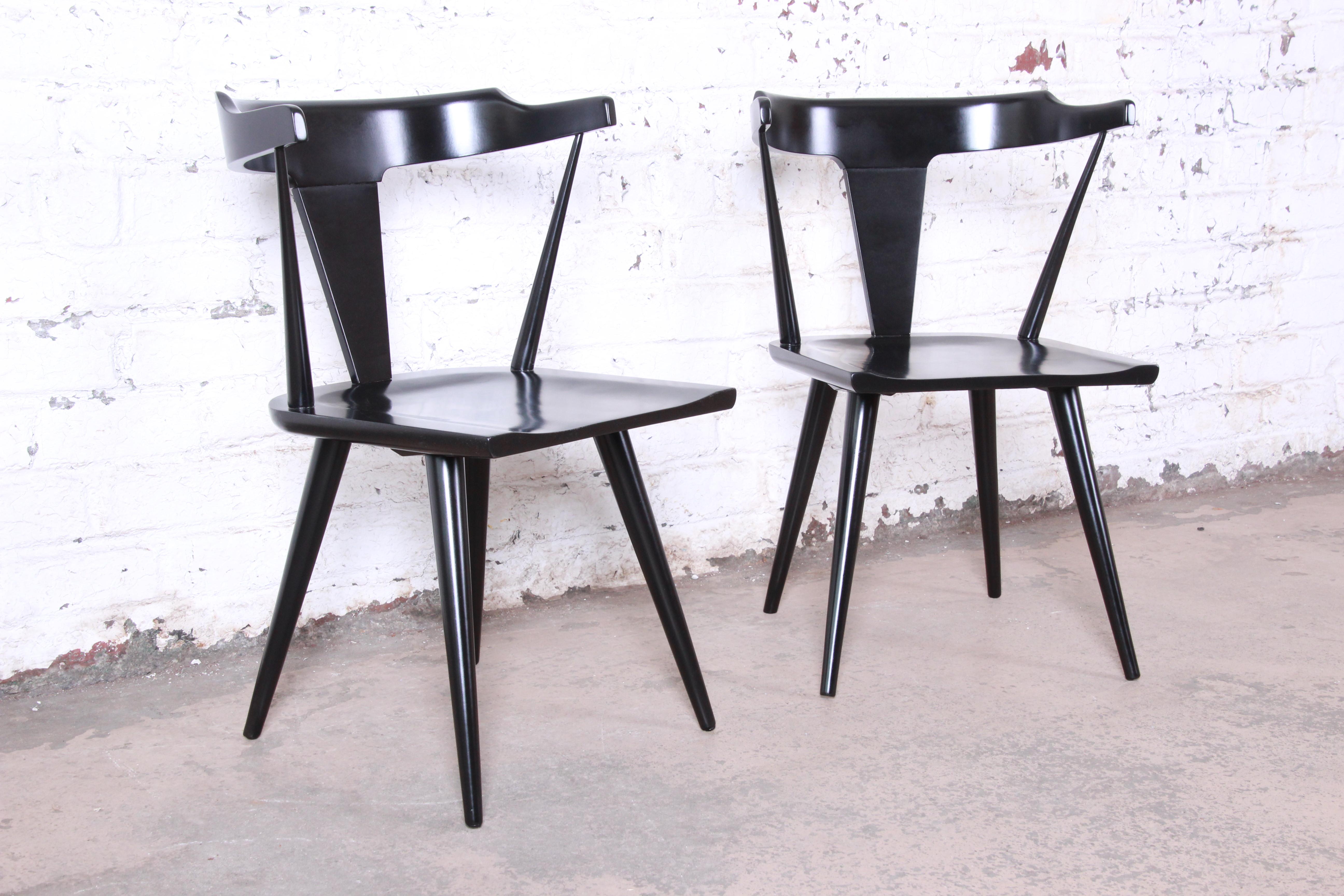 Mid-20th Century Paul McCobb Planner Group T-Back Black Lacquered Maple Dining Chairs, Set of 6