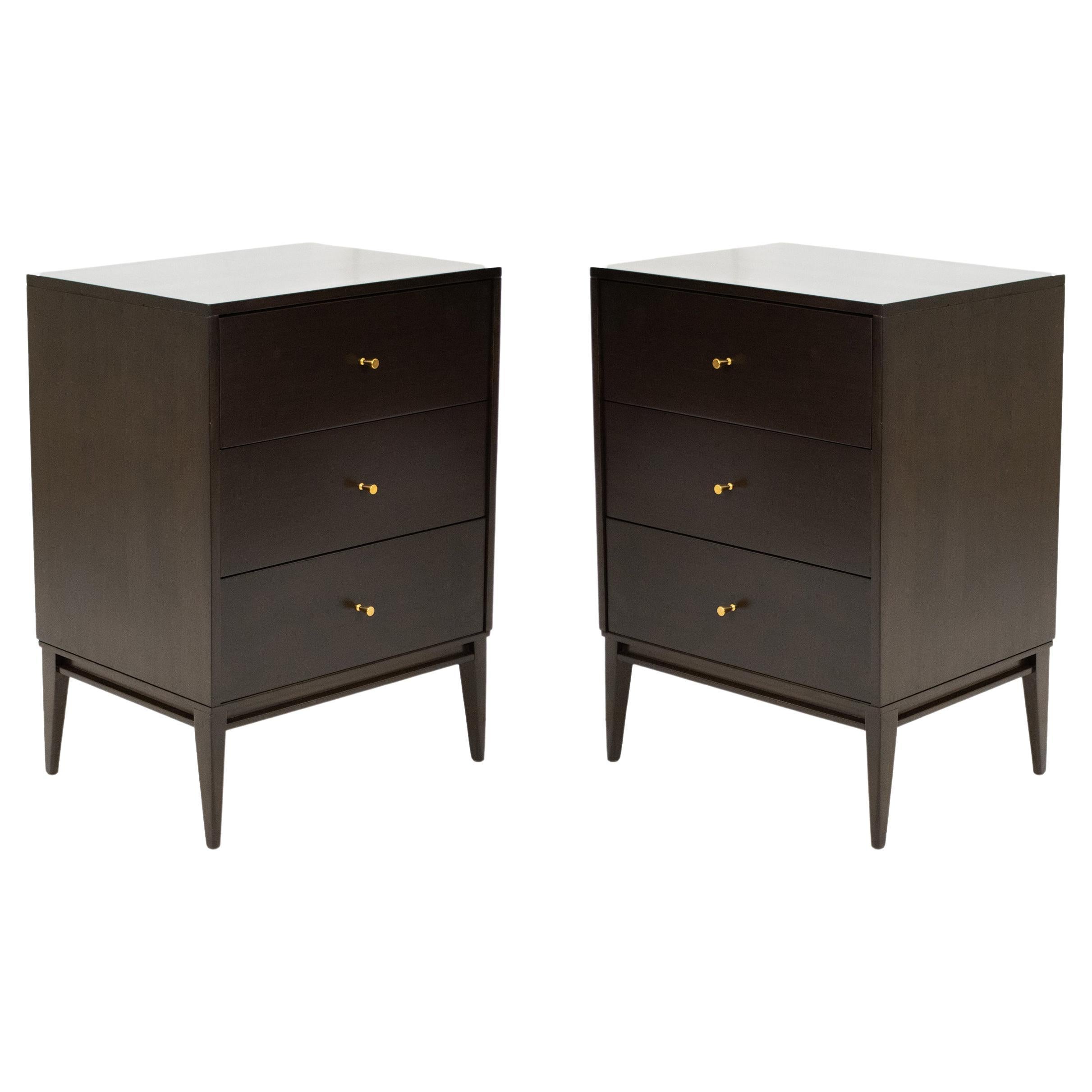 Pair of Paul McCobb Planner Group Three-Drawer Tall Night Stands For Sale