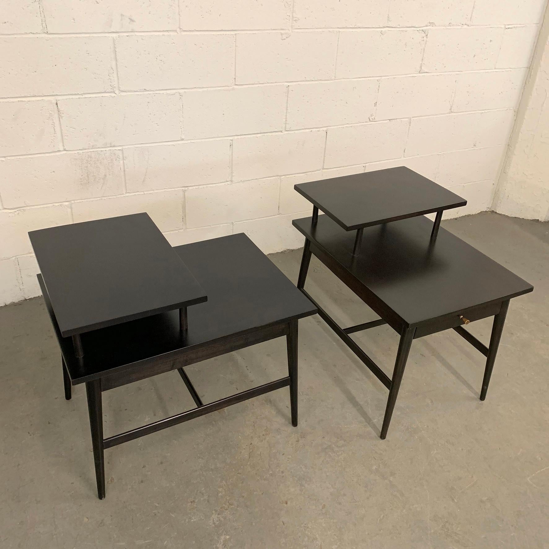 Paul McCobb For Planner Group Ebonized Step End Tables In Good Condition In Brooklyn, NY
