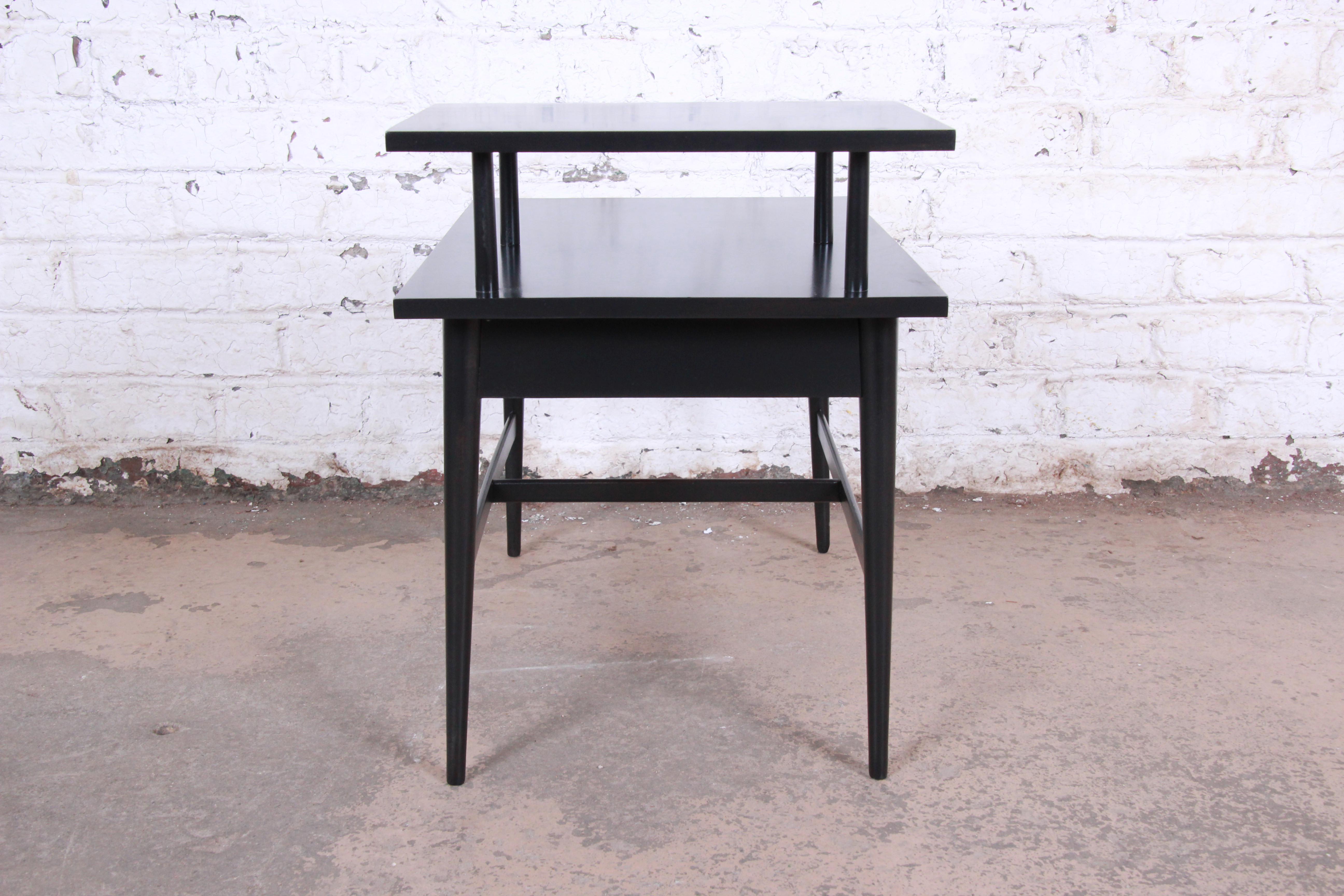Paul McCobb Planner Group Two-Tier Ebonized End Table or Nightstand, 1950s 2