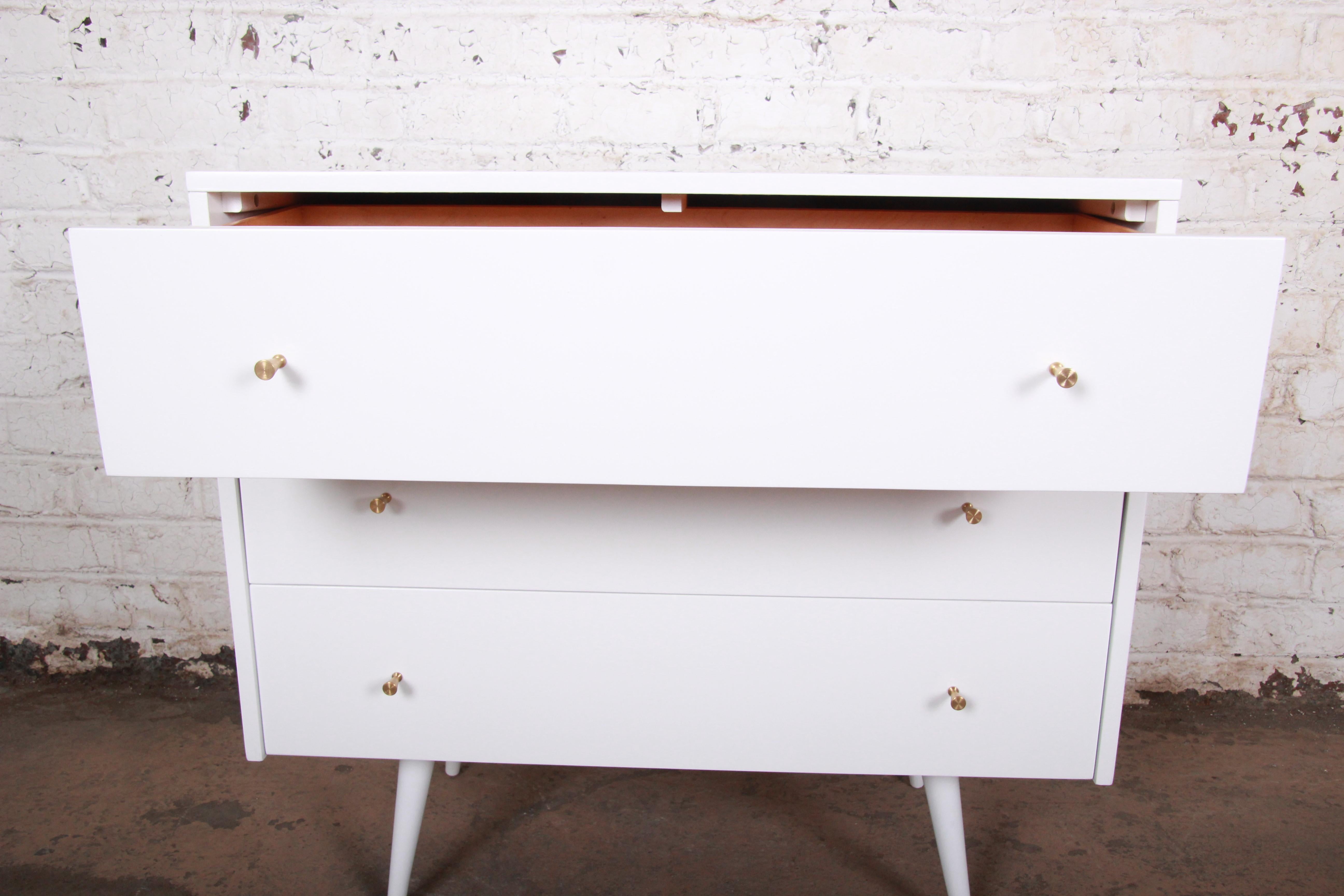 American Paul McCobb Planner Group White Lacquered Chest or Large Nightstand, Restored