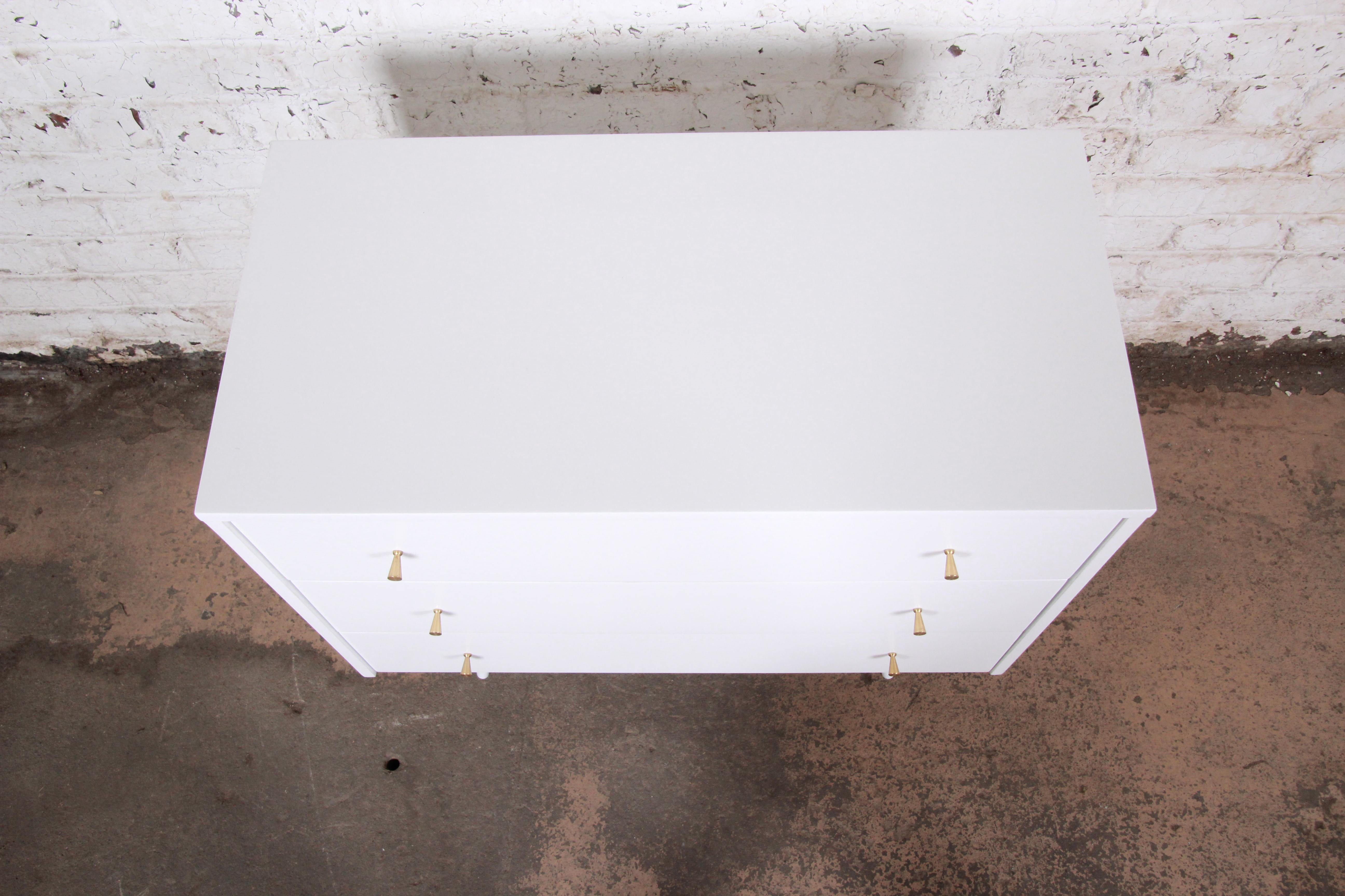 Birch Paul McCobb Planner Group White Lacquered Chest or Large Nightstand, Restored