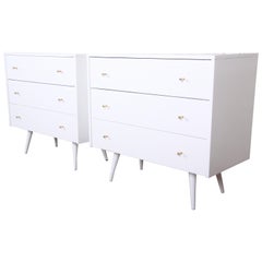 Paul McCobb Planner Group White Lacquered Chests or Large Nightstands, Pair